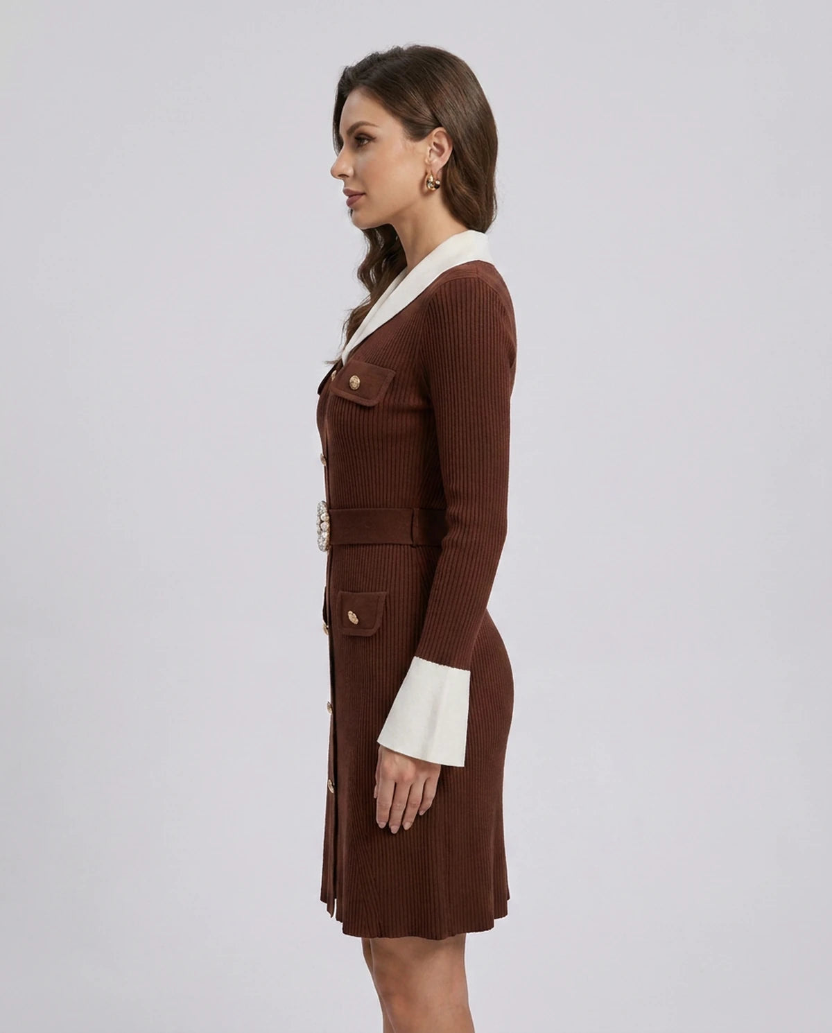 Chantilly Midi Dresses — Coffee | SKU: SD-72534-coffee-XS,SD-72534-coffee-S,SD-72534-coffee-M,SD-72534-coffee-L,SD-72534-coffee-XL