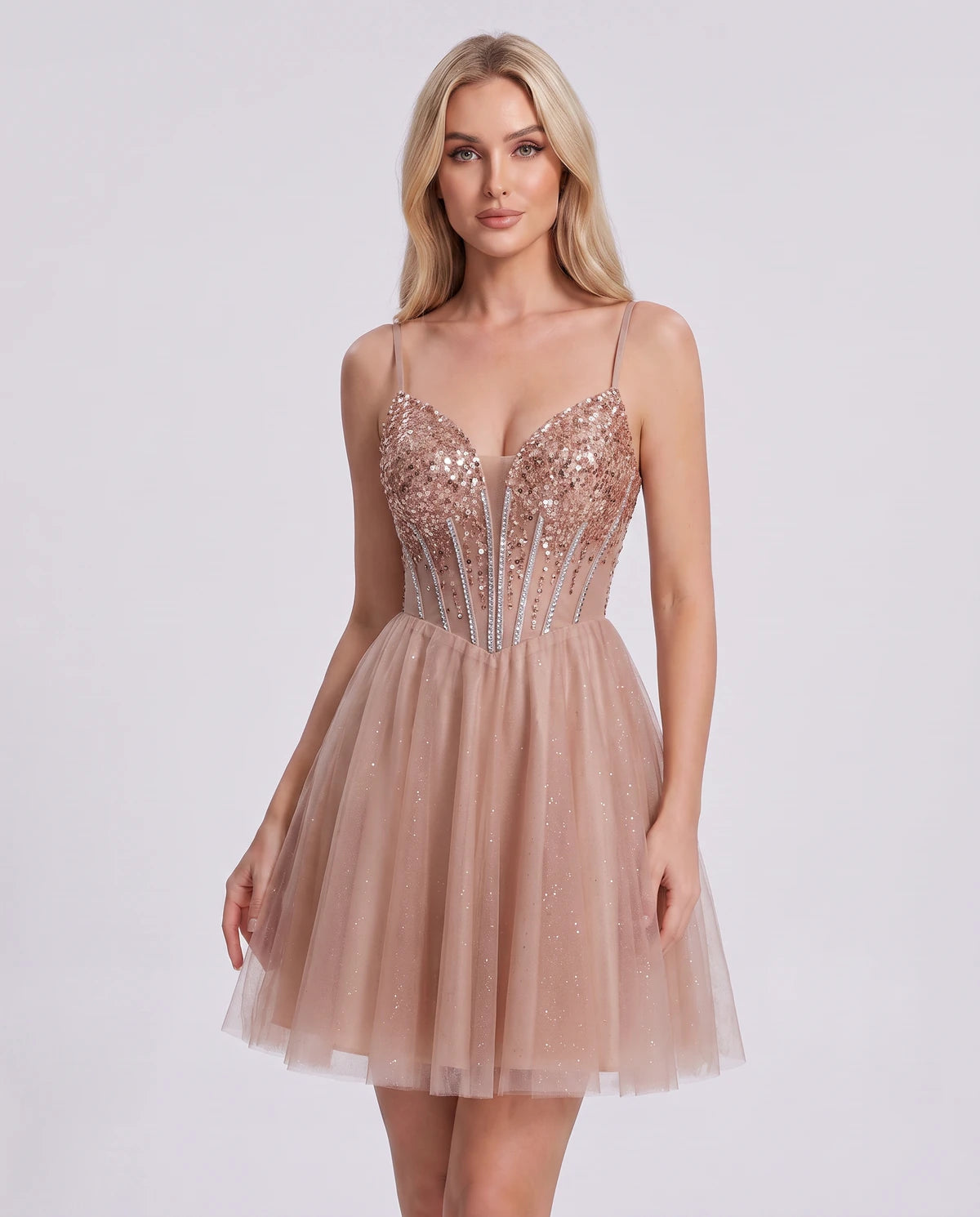 Charlise Mini Dress — Dusty Rose