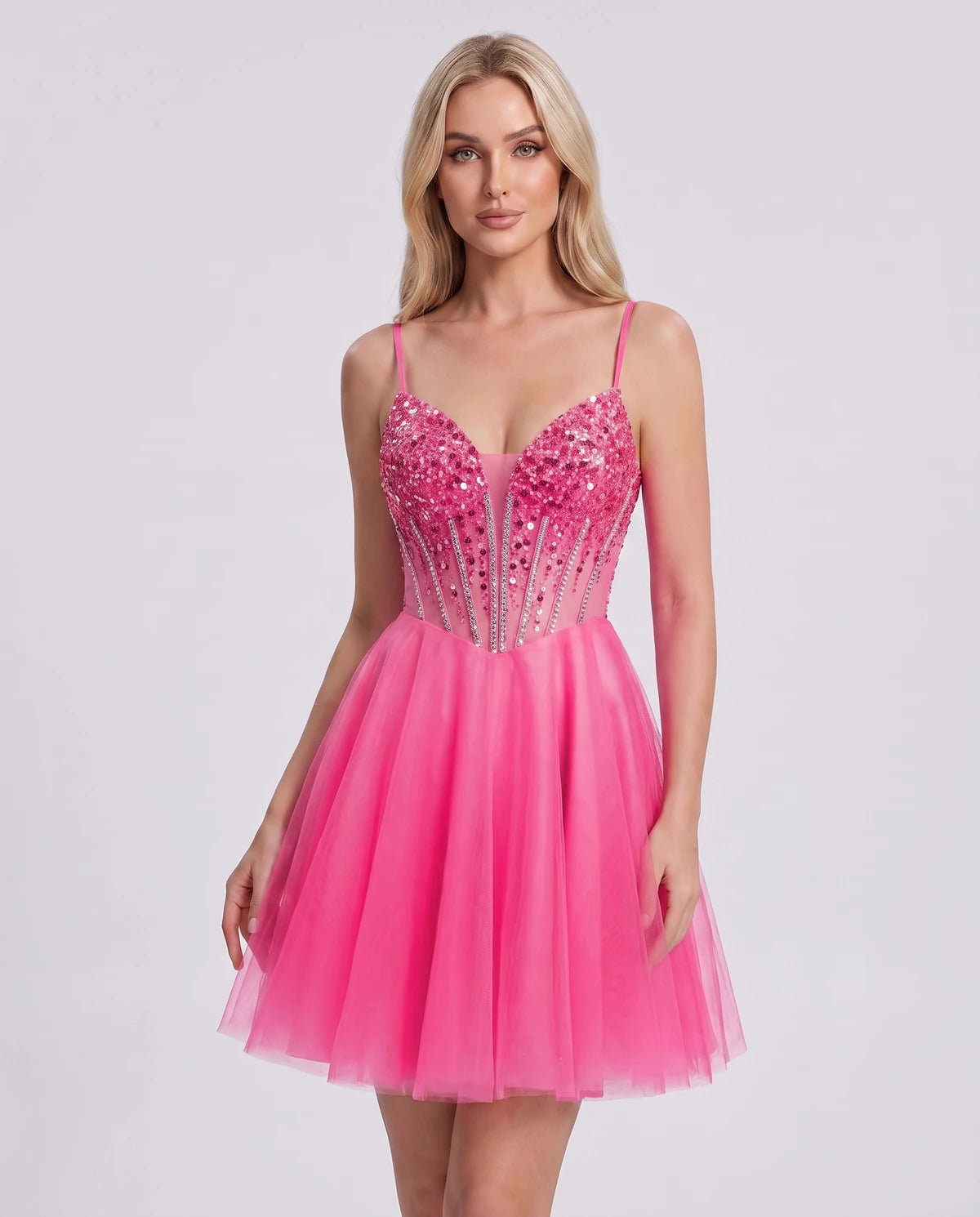 Charlise Mini Dress — Hot Pink