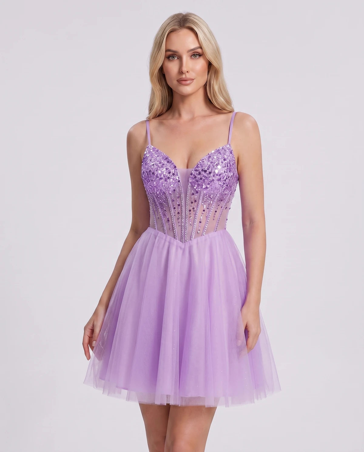 Charlise Mini Dress — Lilac