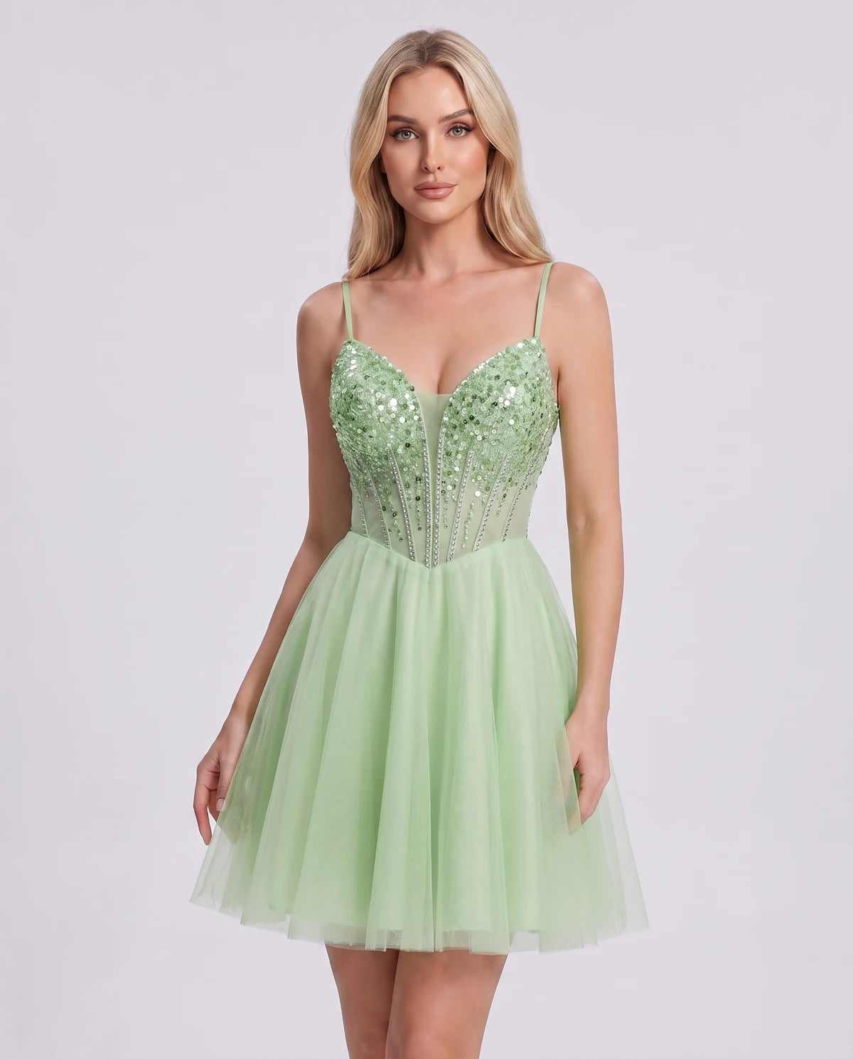 Charlise Mini Dress — Sage