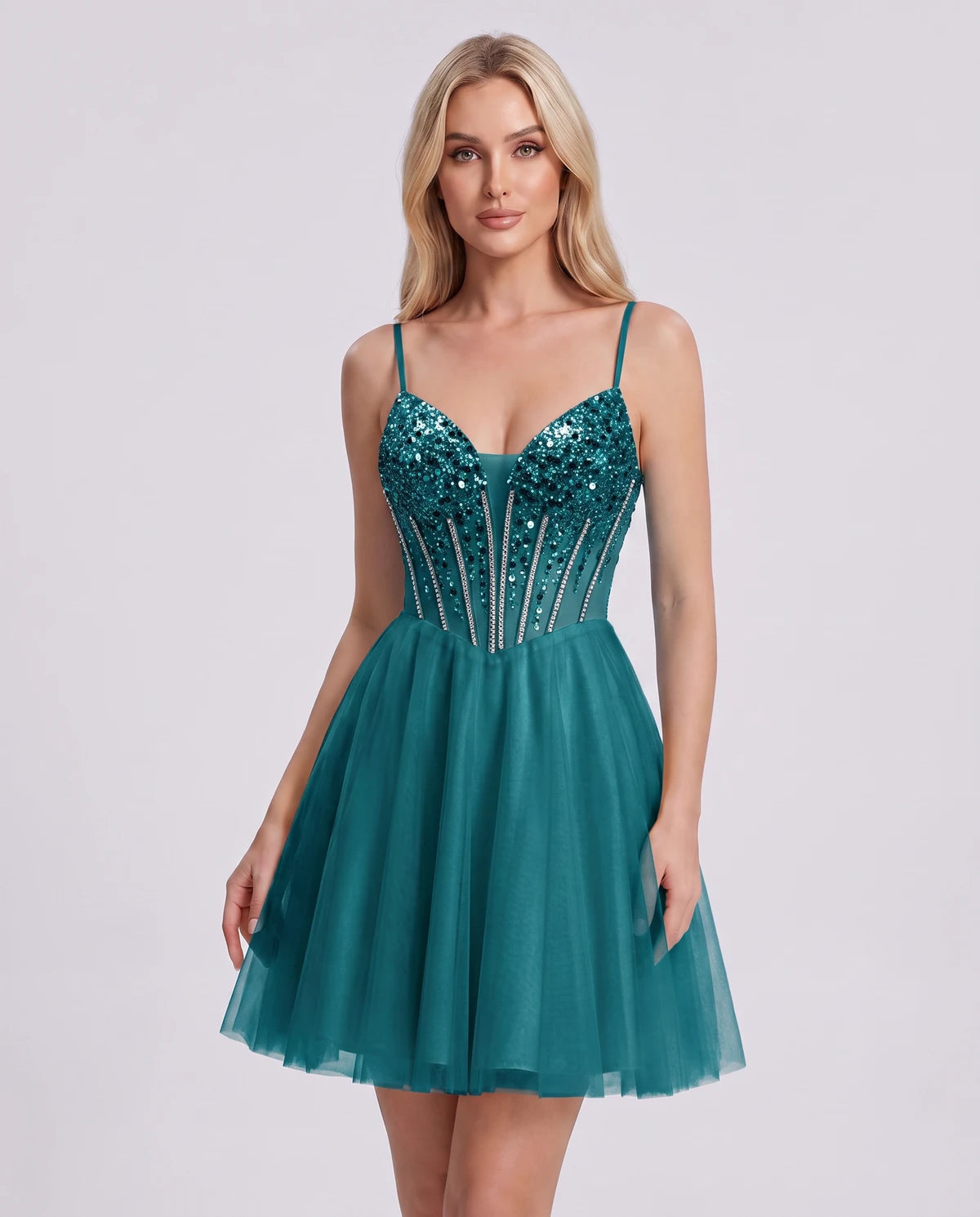Charlise Mini Dress — Teal