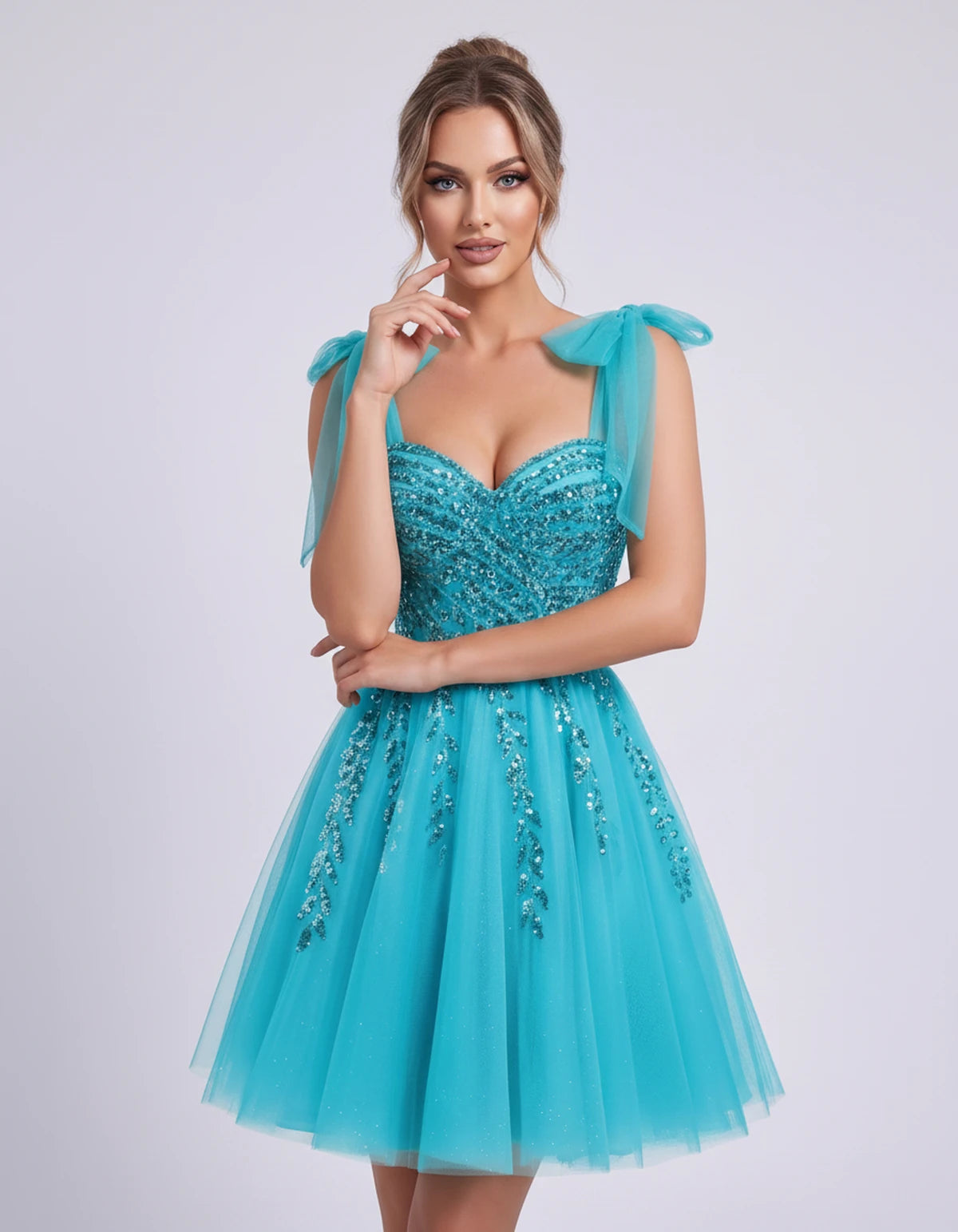 Coralie Midi Dresses — Aqua | SKU: SD-67209-aqua-2,SD-67209-aqua-4,SD-67209-aqua-6,SD-67209-aqua-8,SD-67209-aqua-10,SD-67209-aqua-12,SD-67209-aqua-14,SD-67209-aqua-14W,SD-67209-aqua-16,SD-67209-aqua-16W,SD-67209-aqua-18W,SD-67209-aqua-20W