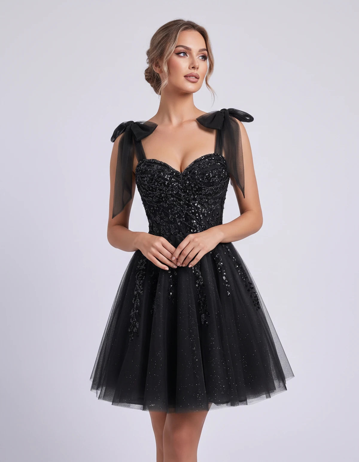 Coralie Midi Dresses — Black | SKU: SD-67209-black-2,SD-67209-black-4,SD-67209-black-6,SD-67209-black-8,SD-67209-black-10,SD-67209-black-12,SD-67209-black-14,SD-67209-black-14W,SD-67209-black-16,SD-67209-black-16W,SD-67209-black-18W,SD-67209-black-20W