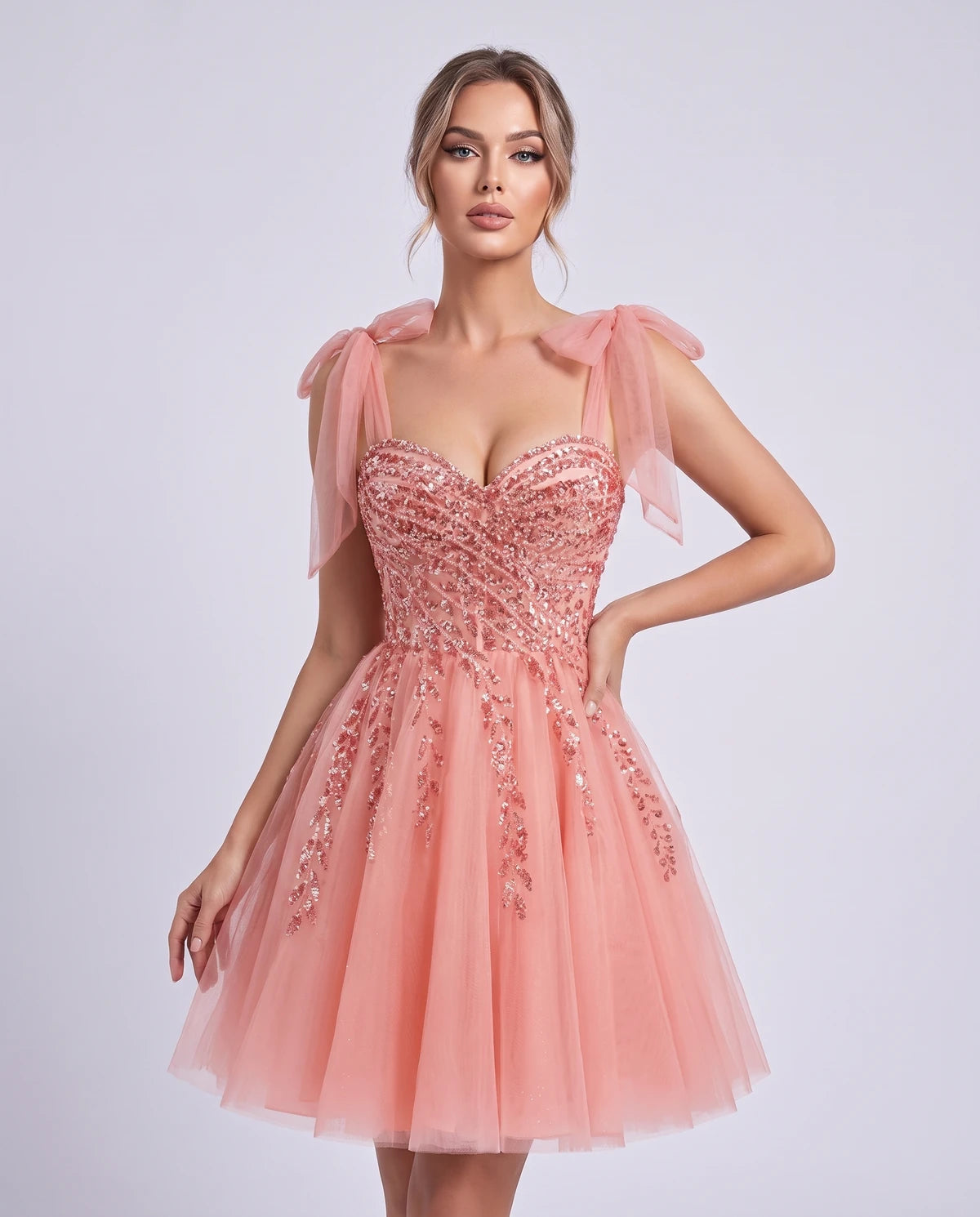 Coralie Midi Dresses — Coral