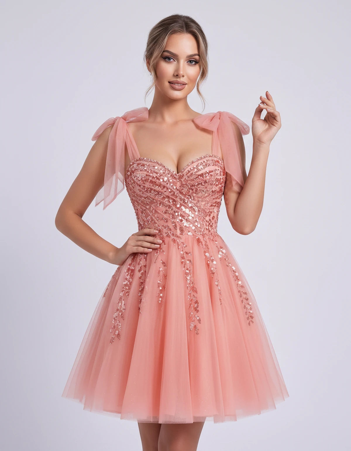 Coralie Midi Dresses — Coral | SKU: SD-67209-coral-2,SD-67209-coral-4,SD-67209-coral-6,SD-67209-coral-8,SD-67209-coral-10,SD-67209-coral-12,SD-67209-coral-14,SD-67209-coral-14W,SD-67209-coral-16,SD-67209-coral-16W,SD-67209-coral-18W,SD-67209-coral-20W