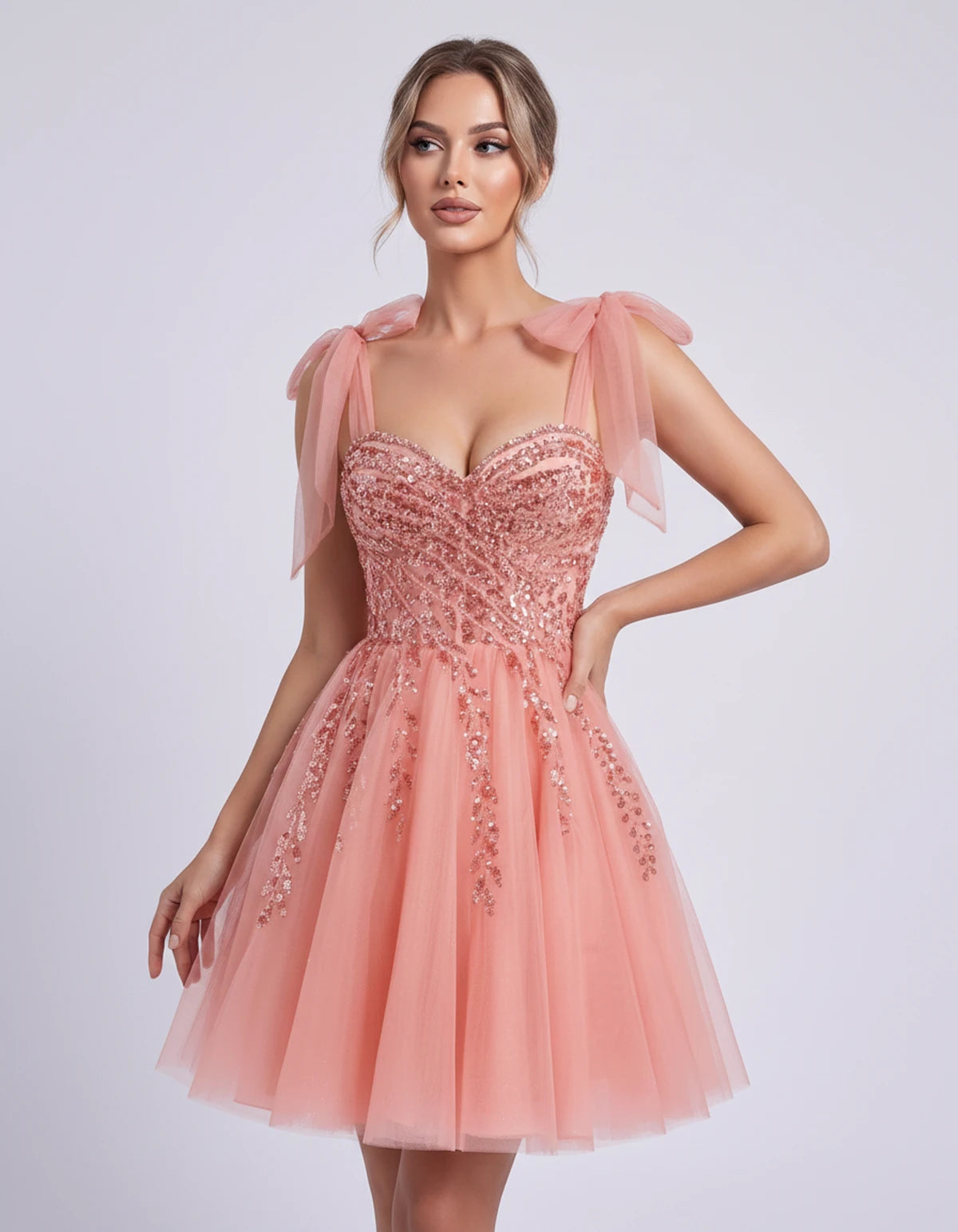 Coralie Midi Dresses — Coral | SKU: SD-67209-coral-2,SD-67209-coral-4,SD-67209-coral-6,SD-67209-coral-8,SD-67209-coral-10,SD-67209-coral-12,SD-67209-coral-14,SD-67209-coral-14W,SD-67209-coral-16,SD-67209-coral-16W,SD-67209-coral-18W,SD-67209-coral-20W