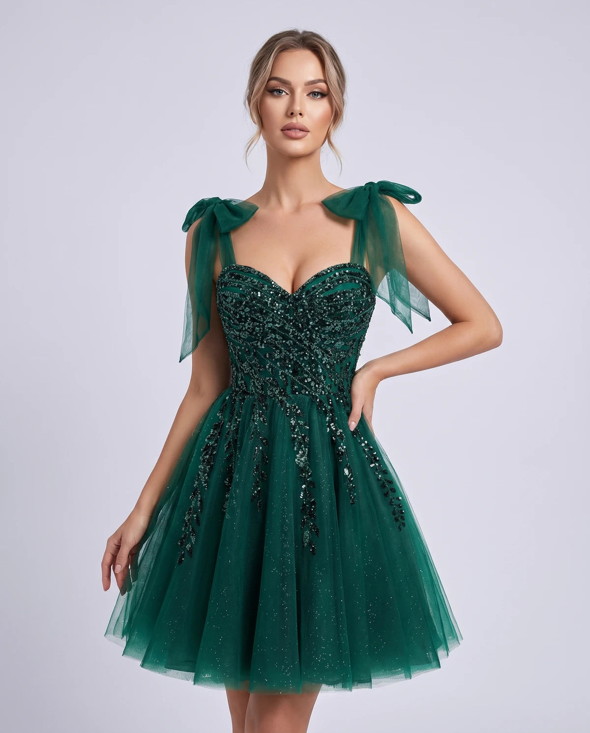 Coralie Midi Dresses — Emerald Green