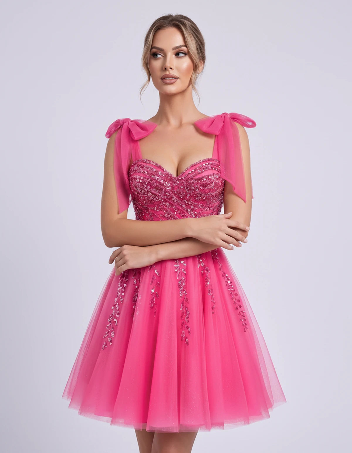 Coralie Midi Dresses — Hot Pink | SKU: SD-67209-hotpink-2,SD-67209-hotpink-4,SD-67209-hotpink-6,SD-67209-hotpink-8,SD-67209-hotpink-10,SD-67209-hotpink-12,SD-67209-hotpink-14,SD-67209-hotpink-14W,SD-67209-hotpink-16,SD-67209-hotpink-16W,SD-67209-hotpink-18W,SD-67209-hotpink-20W