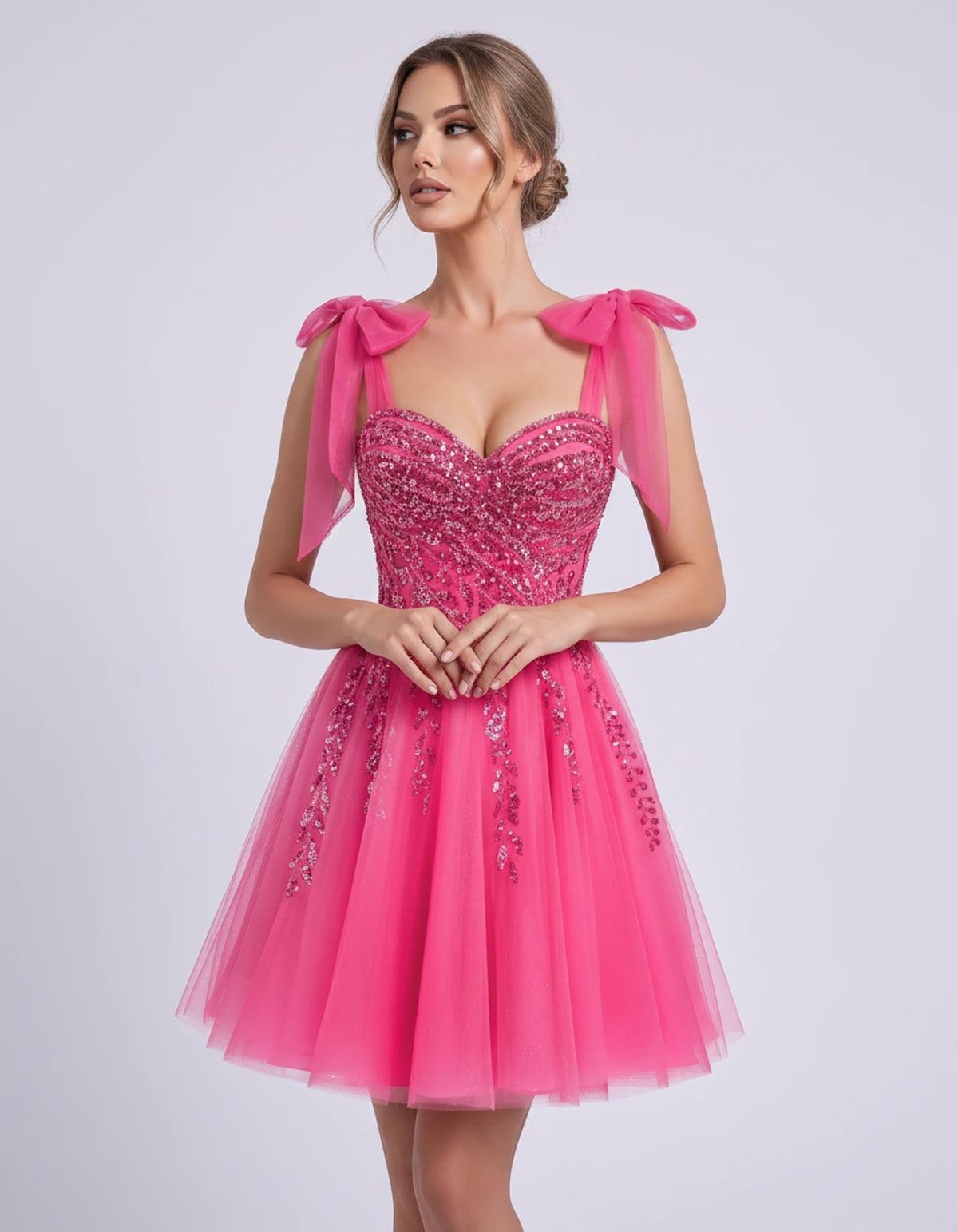 Coralie Midi Dresses — Hot Pink | SKU: SD-67209-hotpink-2,SD-67209-hotpink-4,SD-67209-hotpink-6,SD-67209-hotpink-8,SD-67209-hotpink-10,SD-67209-hotpink-12,SD-67209-hotpink-14,SD-67209-hotpink-14W,SD-67209-hotpink-16,SD-67209-hotpink-16W,SD-67209-hotpink-18W,SD-67209-hotpink-20W
