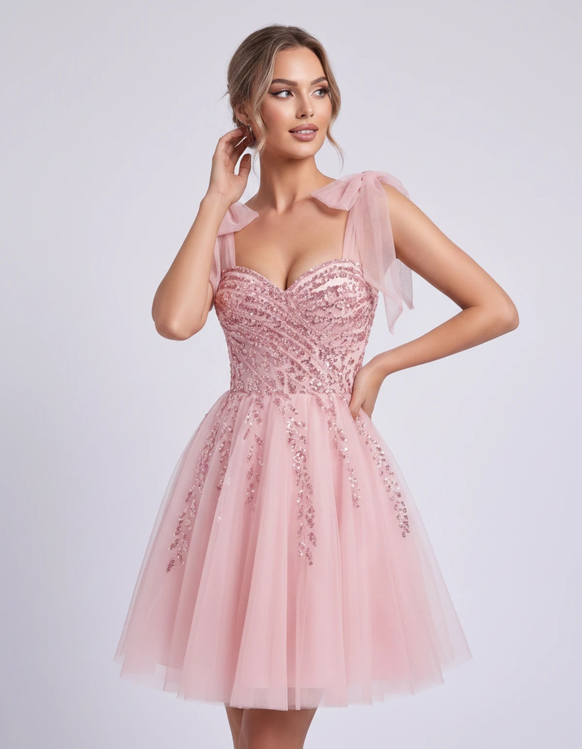 Coralie Midi Dresses — Light Pink | SKU: SD-67209-lightpink-2,SD-67209-lightpink-4,SD-67209-lightpink-6,SD-67209-lightpink-8,SD-67209-lightpink-10,SD-67209-lightpink-12,SD-67209-lightpink-14,SD-67209-lightpink-14W,SD-67209-lightpink-16,SD-67209-lightpink-16W,SD-67209-lightpink-18W,SD-67209-lightpink-20W