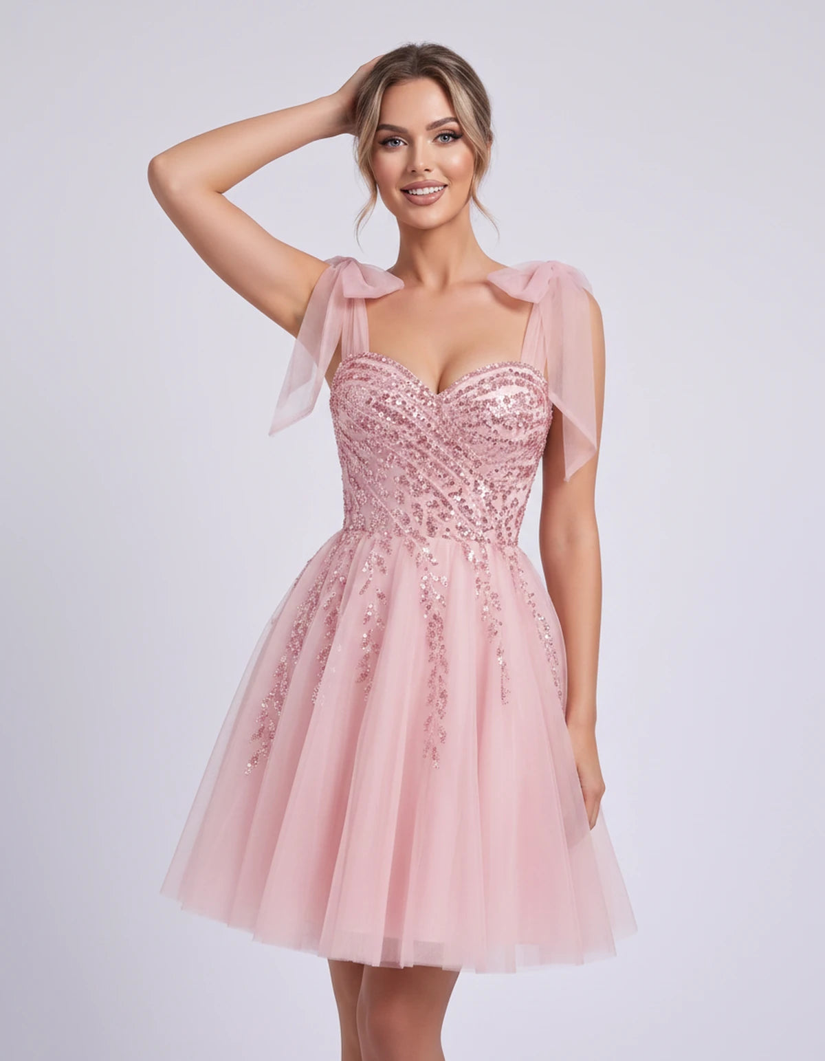 Coralie Midi Dresses — Light Pink | SKU: SD-67209-lightpink-2,SD-67209-lightpink-4,SD-67209-lightpink-6,SD-67209-lightpink-8,SD-67209-lightpink-10,SD-67209-lightpink-12,SD-67209-lightpink-14,SD-67209-lightpink-14W,SD-67209-lightpink-16,SD-67209-lightpink-16W,SD-67209-lightpink-18W,SD-67209-lightpink-20W