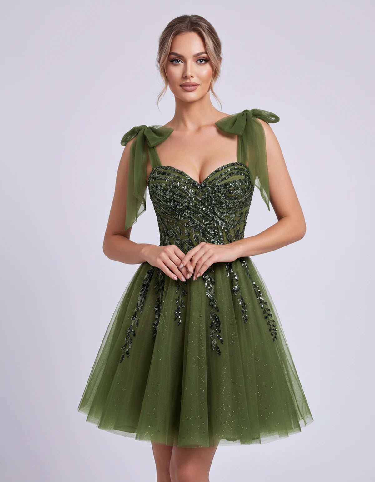 Coralie Midi Dresses — Olive | SKU: SD-67209-olive-2,SD-67209-olive-4,SD-67209-olive-6,SD-67209-olive-8,SD-67209-olive-10,SD-67209-olive-12,SD-67209-olive-14,SD-67209-olive-14W,SD-67209-olive-16,SD-67209-olive-16W,SD-67209-olive-18W,SD-67209-olive-20W