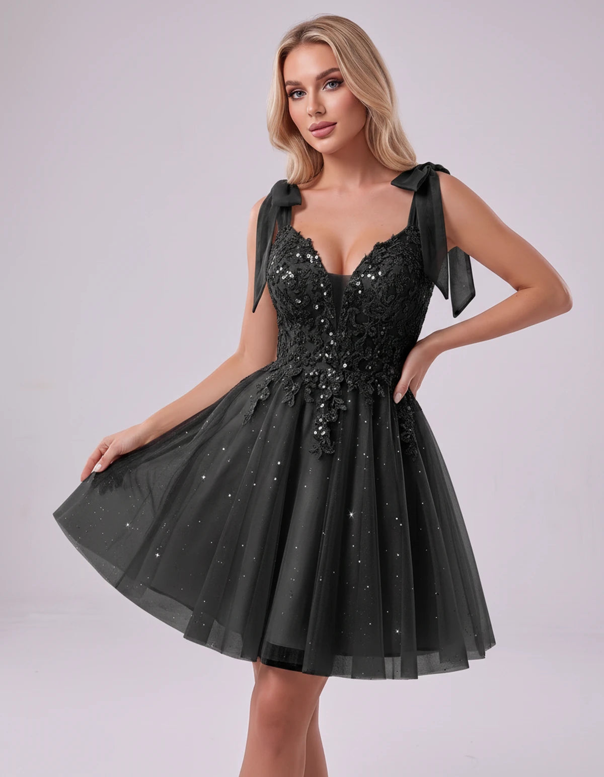 Doriane Mini Dress — Black | SKU: SD-45004-black-2,SD-45004-black-4,SD-45004-black-6,SD-45004-black-8,SD-45004-black-10,SD-45004-black-12,SD-45004-black-14,SD-45004-black-14W,SD-45004-black-16,SD-45004-black-16W,SD-45004-black-18W,SD-45004-black-20W