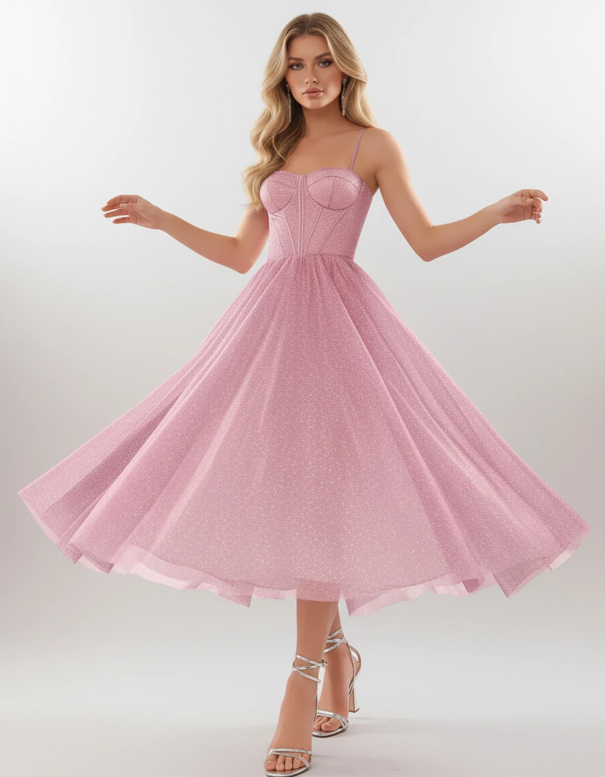 Filomena Midi Dresses — Pink | SKU: SD-84441-pink-2,SD-84441-pink-4,SD-84441-pink-6,SD-84441-pink-8,SD-84441-pink-10,SD-84441-pink-12,SD-84441-pink-14,SD-84441-pink-16,SD-84441-pink-16W,SD-84441-pink-18W,SD-84441-pink-20W,SD-84441-pink-22W