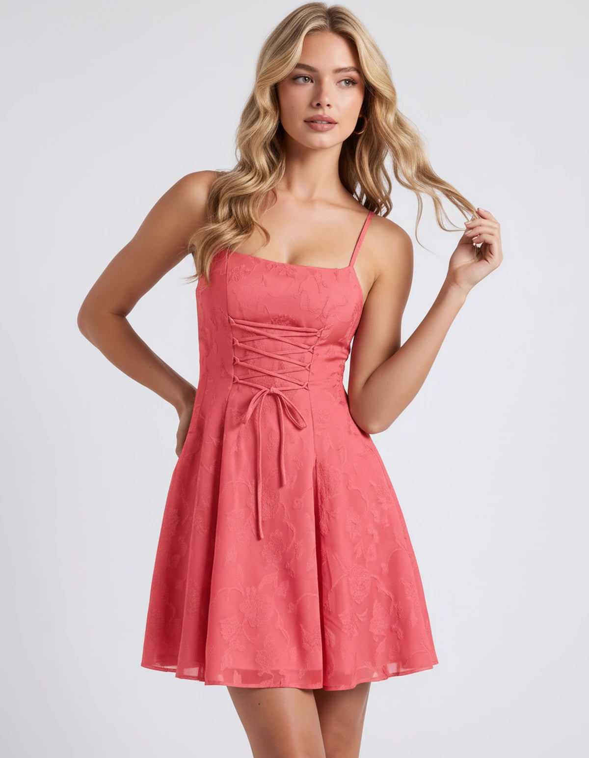 Flavienne Mini Dress — Bright Pink | SKU: SD-14421-brightpink-2,SD-14421-brightpink-4,SD-14421-brightpink-6,SD-14421-brightpink-8,SD-14421-brightpink-10,SD-14421-brightpink-12,SD-14421-brightpink-14,SD-14421-brightpink-16,SD-14421-brightpink-16W,SD-14421-brightpink-18W,SD-14421-brightpink-20W,SD-14421-brightpink-22W
