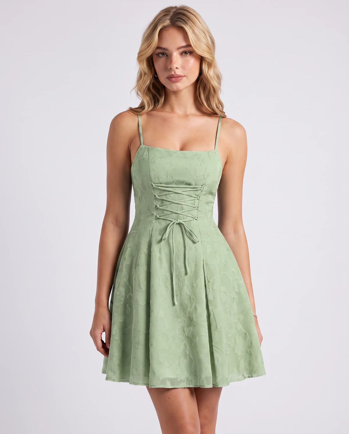 Flavienne Mini Dress — Dusty Sage