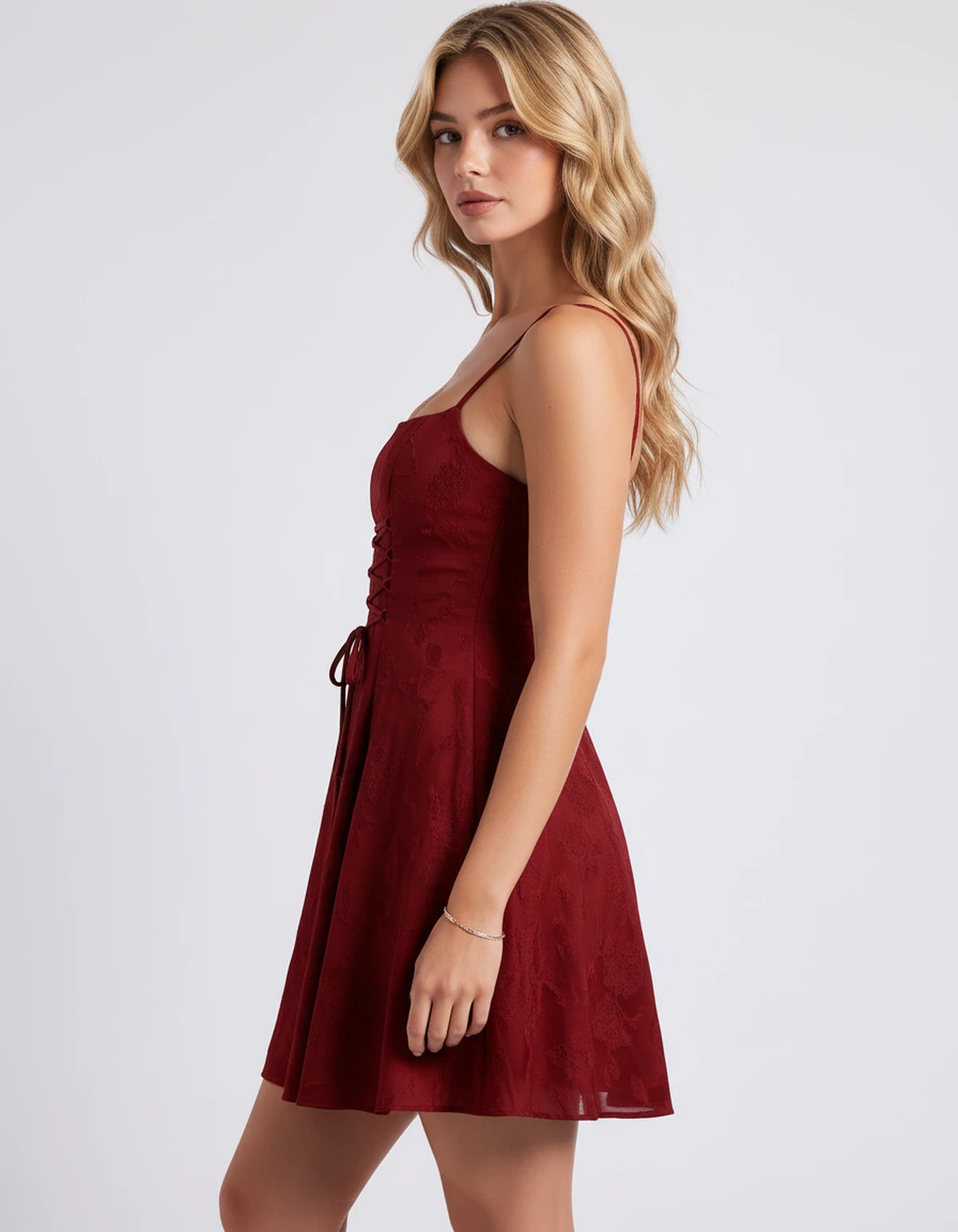 Flavienne Mini Dress — Red | SKU: SD-14421-red-2,SD-14421-red-4,SD-14421-red-6,SD-14421-red-8,SD-14421-red-10,SD-14421-red-12,SD-14421-red-14,SD-14421-red-16,SD-14421-red-16W,SD-14421-red-18W,SD-14421-red-20W,SD-14421-red-22W