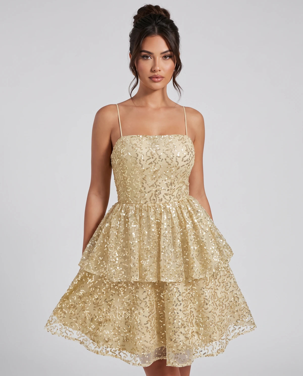 Florabel Mini Dress — Champagne