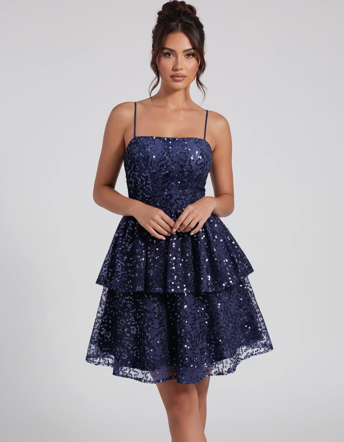 Florabel Mini Dress — Navy | SKU: SD-93674-navy-2,SD-93674-navy-4,SD-93674-navy-6,SD-93674-navy-8,SD-93674-navy-10,SD-93674-navy-12,SD-93674-navy-14,SD-93674-navy-16,SD-93674-navy-16W,SD-93674-navy-18W,SD-93674-navy-20W,SD-93674-navy-22W