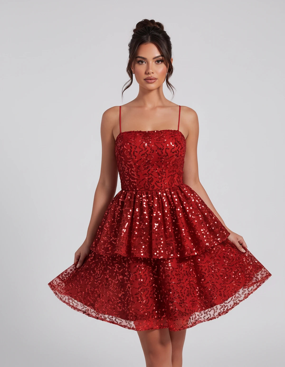 Florabel Mini Dress — Red | SKU: SD-93674-red-2,SD-93674-red-4,SD-93674-red-6,SD-93674-red-8,SD-93674-red-10,SD-93674-red-12,SD-93674-red-14,SD-93674-red-16,SD-93674-red-16W,SD-93674-red-18W,SD-93674-red-20W,SD-93674-red-22W