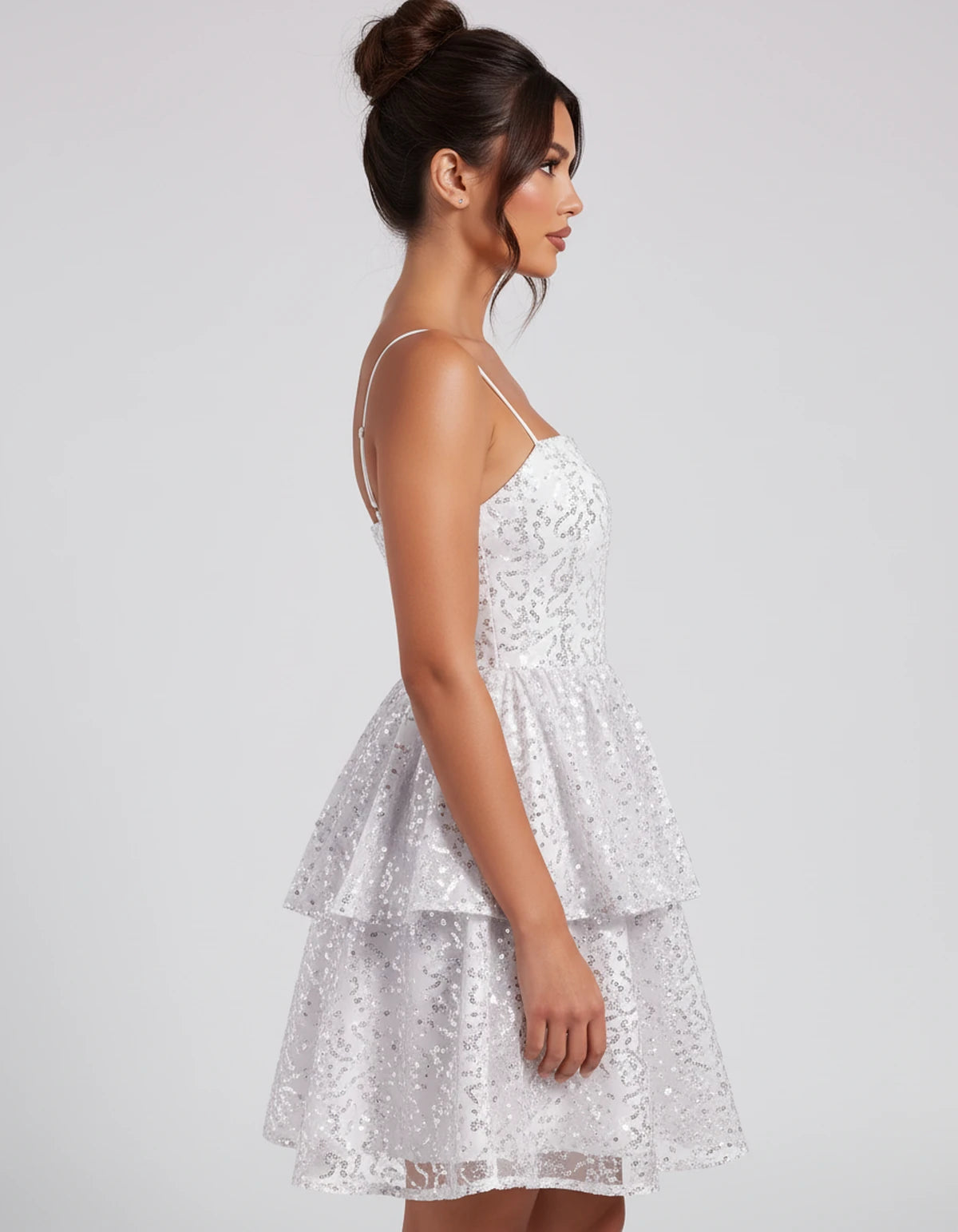 Florabel Mini Dress — White | SKU: SD-93674-white-2,SD-93674-white-4,SD-93674-white-6,SD-93674-white-8,SD-93674-white-10,SD-93674-white-12,SD-93674-white-14,SD-93674-white-16,SD-93674-white-16W,SD-93674-white-18W,SD-93674-white-20W,SD-93674-white-22W