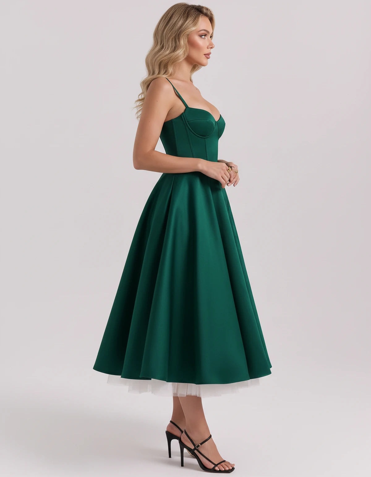Floriane Midi Dresses — Green | SKU: SD-68808-green-XS,SD-68808-green-S,SD-68808-green-M,SD-68808-green-L,SD-68808-green-XL,SD-68808-green-2XL