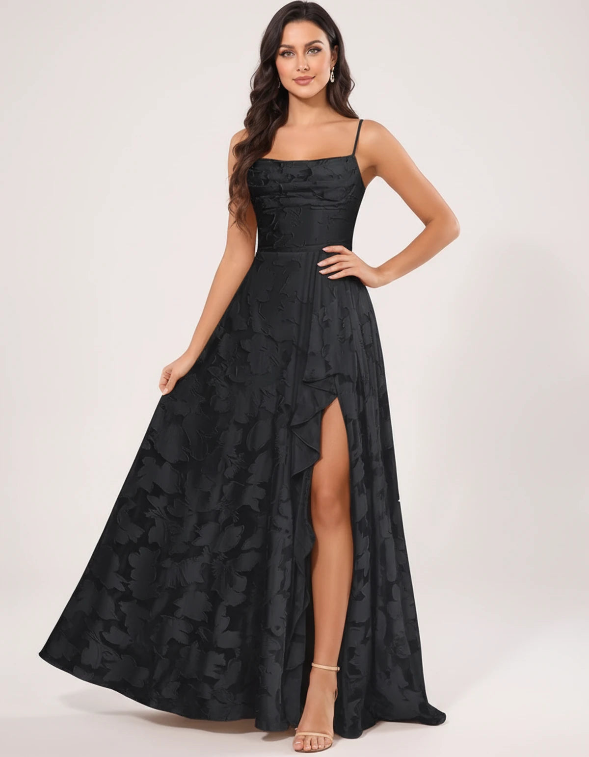 Freesia Maxi Dress — Black | SKU: SD-59435-black-2,SD-59435-black-4,SD-59435-black-6,SD-59435-black-8,SD-59435-black-10,SD-59435-black-12,SD-59435-black-14,SD-59435-black-16,SD-59435-black-16W,SD-59435-black-18W,SD-59435-black-20W