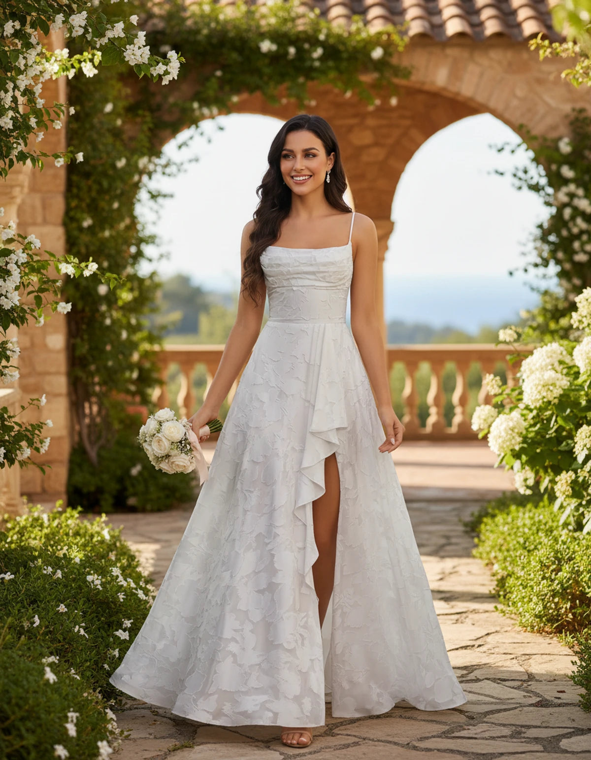 Freesia Maxi Dress — White | SKU: SD-59435-white-2,SD-59435-white-4,SD-59435-white-6,SD-59435-white-8,SD-59435-white-10,SD-59435-white-12,SD-59435-white-14,SD-59435-white-16,SD-59435-white-16W,SD-59435-white-18W,SD-59435-white-20W