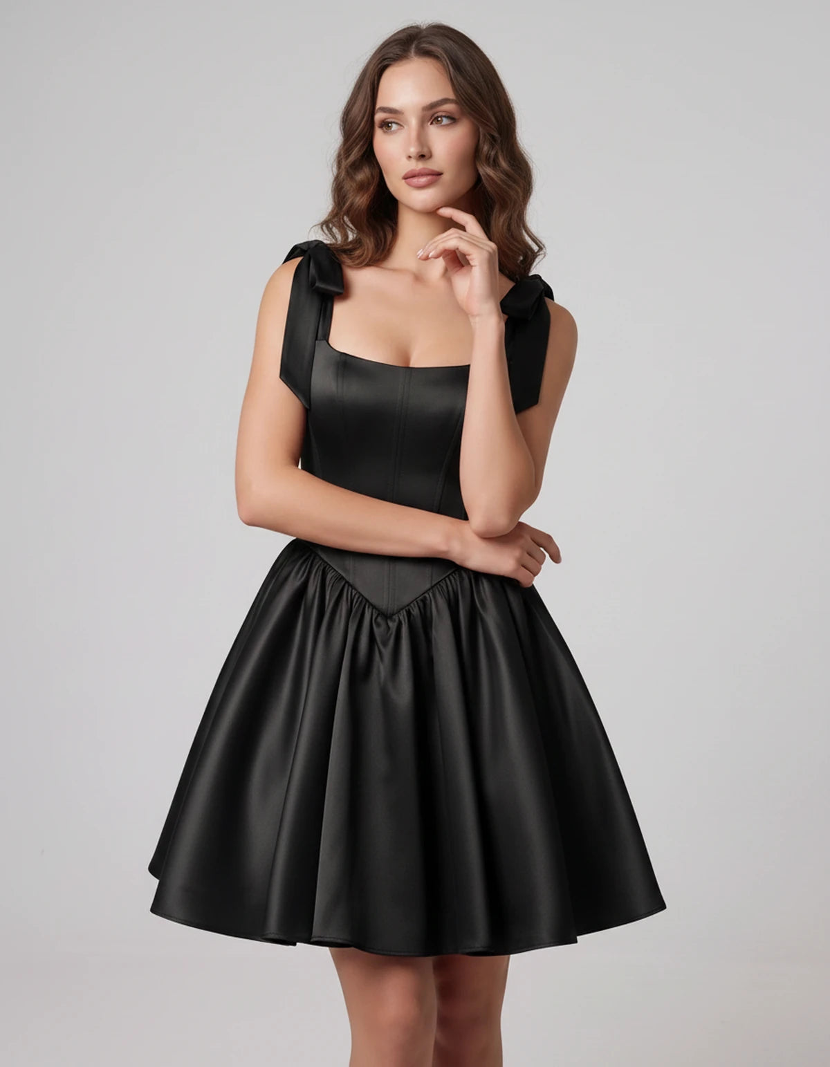 Gardenia Mini Dress — Black | SKU: SD-99958-black-2,SD-99958-black-4,SD-99958-black-6,SD-99958-black-8,SD-99958-black-10,SD-99958-black-12,SD-99958-black-14,SD-99958-black-16,SD-99958-black-16W,SD-99958-black-18W,SD-99958-black-20W,SD-99958-black-22W