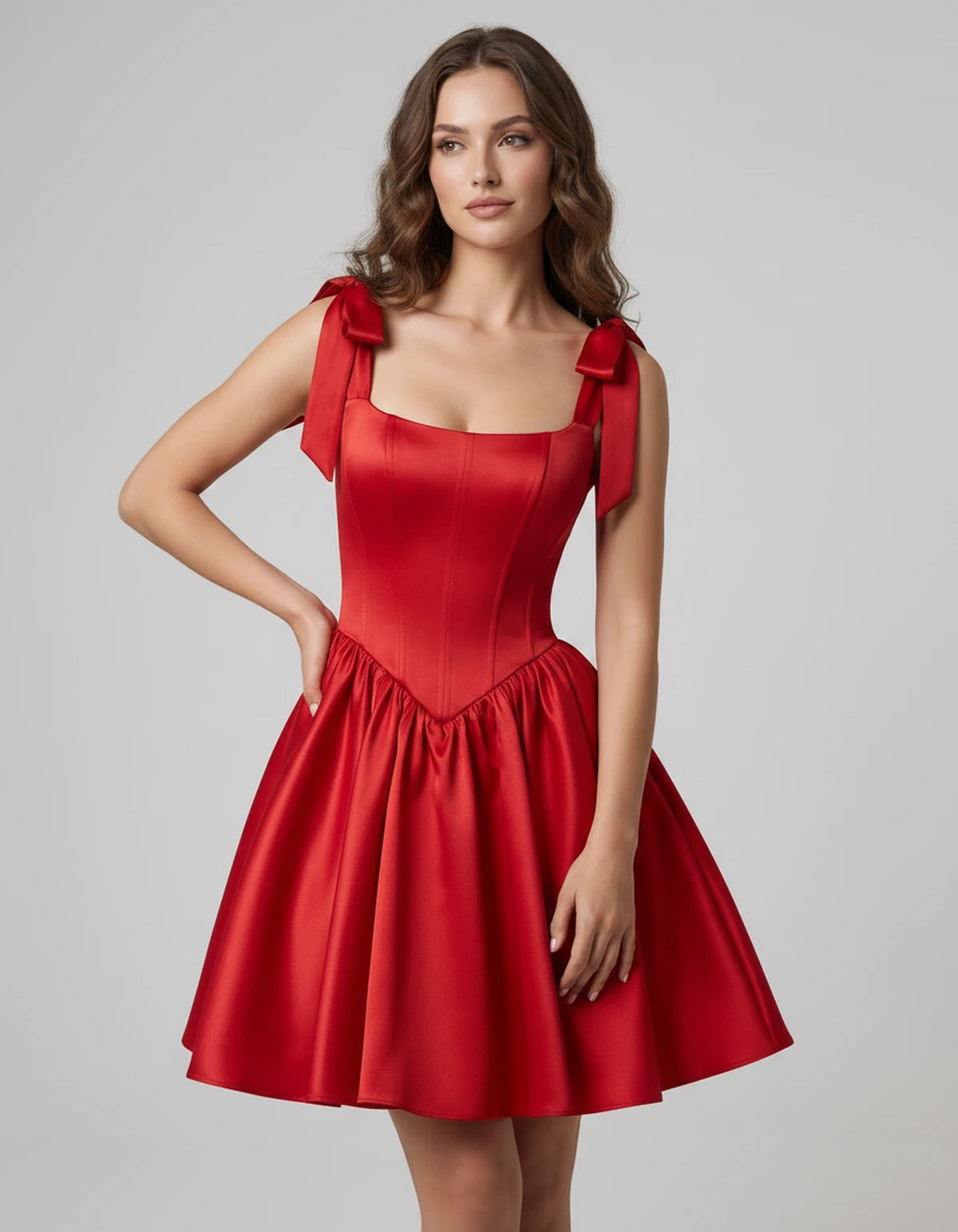 Gardenia Mini Dress — Red | SKU: SD-99958-red-2,SD-99958-red-4,SD-99958-red-6,SD-99958-red-8,SD-99958-red-10,SD-99958-red-12,SD-99958-red-14,SD-99958-red-16,SD-99958-red-16W,SD-99958-red-18W,SD-99958-red-20W,SD-99958-red-22W