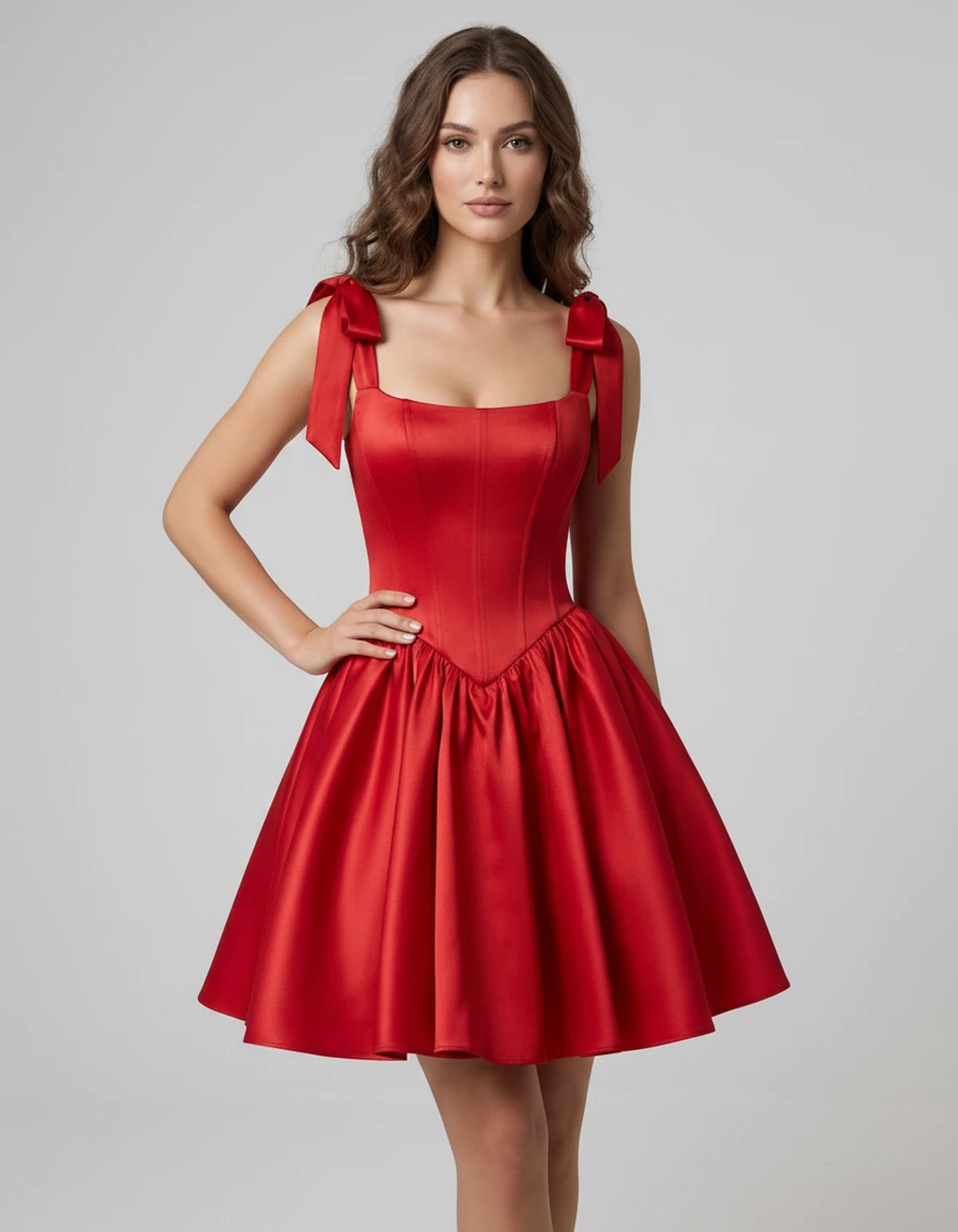 Gardenia Mini Dress — Red | SKU: SD-99958-red-2,SD-99958-red-4,SD-99958-red-6,SD-99958-red-8,SD-99958-red-10,SD-99958-red-12,SD-99958-red-14,SD-99958-red-16,SD-99958-red-16W,SD-99958-red-18W,SD-99958-red-20W,SD-99958-red-22W