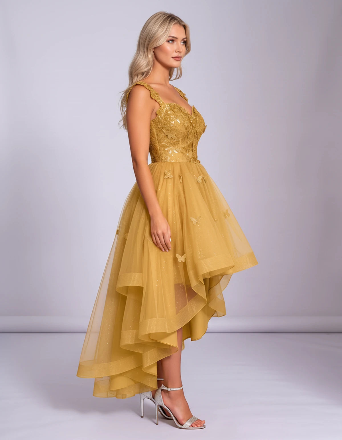 Georgiana Midi Dresses — Gold | SKU: SD-70366-gold-2,SD-70366-gold-4,SD-70366-gold-6,SD-70366-gold-8,SD-70366-gold-10,SD-70366-gold-12,SD-70366-gold-14,SD-70366-gold-16,SD-70366-gold-16W,SD-70366-gold-18W,SD-70366-gold-20W,SD-70366-gold-22W