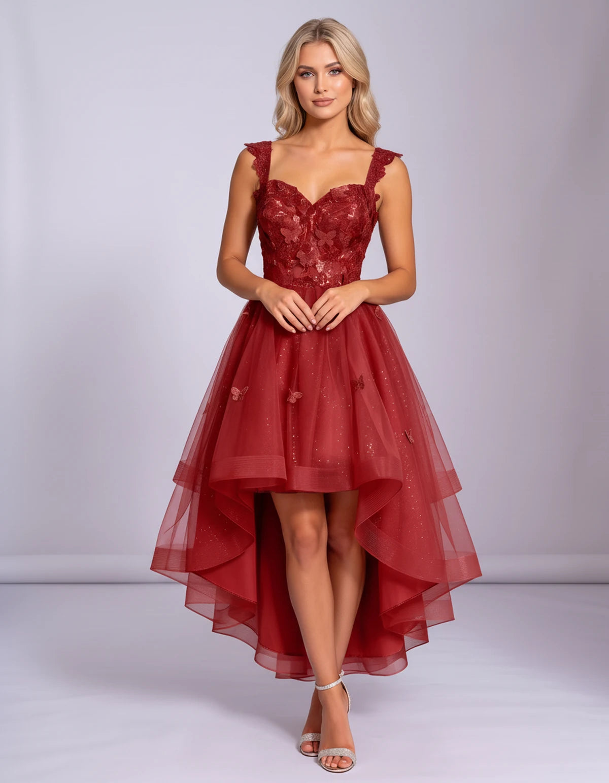 Georgiana Midi Dresses — Red | SKU: SD-70366-red-2,SD-70366-red-4,SD-70366-red-6,SD-70366-red-8,SD-70366-red-10,SD-70366-red-12,SD-70366-red-14,SD-70366-red-16,SD-70366-red-16W,SD-70366-red-18W,SD-70366-red-20W,SD-70366-red-22W