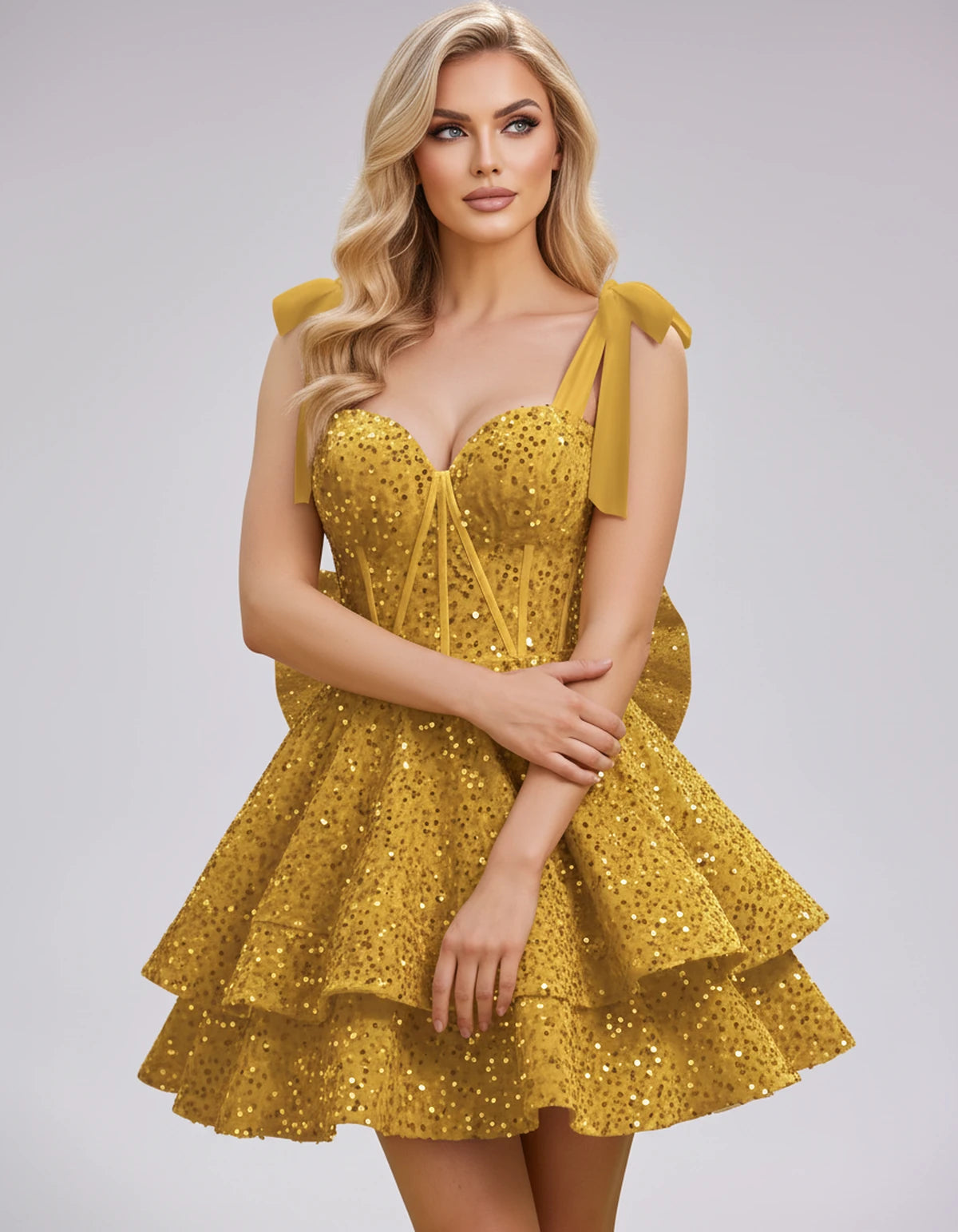 Giverny Mini Dress — Gold | SKU: SD-38457-gold-2,SD-38457-gold-4,SD-38457-gold-6,SD-38457-gold-8,SD-38457-gold-10,SD-38457-gold-12,SD-38457-gold-14,SD-38457-gold-16,SD-38457-gold-16W,SD-38457-gold-18W,SD-38457-gold-20W,SD-38457-gold-22W