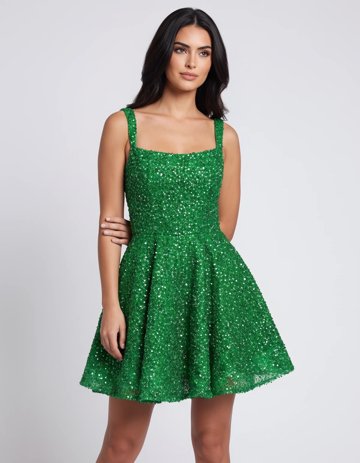 Grenoble Mini Dress — Green | SKU: SD-46117-green-2,SD-46117-green-4,SD-46117-green-6,SD-46117-green-8,SD-46117-green-10,SD-46117-green-12,SD-46117-green-14,SD-46117-green-16,SD-46117-green-16W,SD-46117-green-18W,SD-46117-green-20W,SD-46117-green-22W