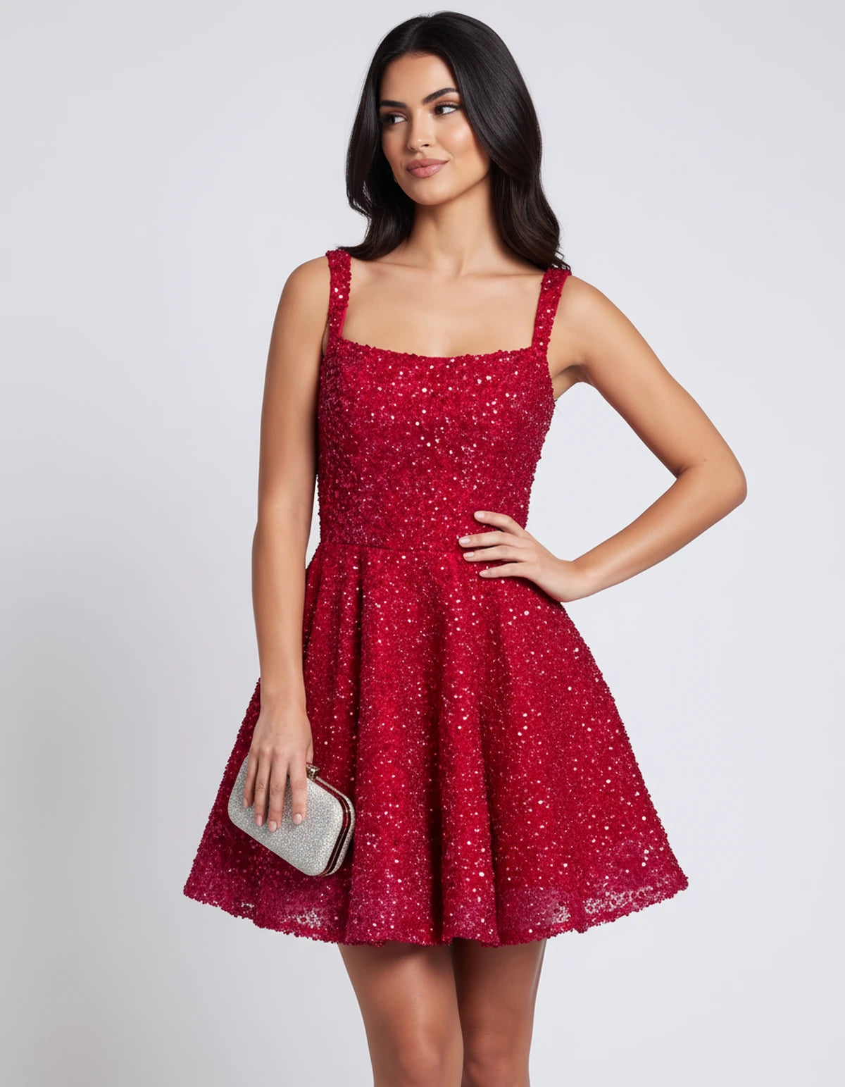 Grenoble Mini Dress — Red | SKU: SD-46117-red-2,SD-46117-red-4,SD-46117-red-6,SD-46117-red-8,SD-46117-red-10,SD-46117-red-12,SD-46117-red-14,SD-46117-red-16,SD-46117-red-16W,SD-46117-red-18W,SD-46117-red-20W,SD-46117-red-22W