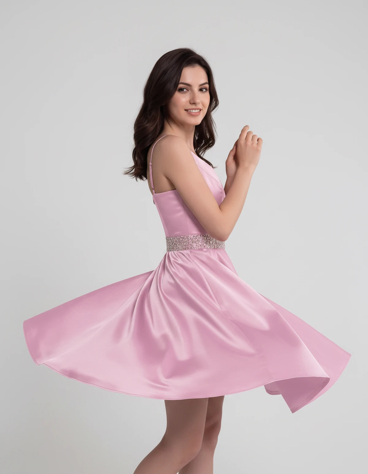 Guinevere Mini Dress — Pink | SKU: SD-18933-pink-2,SD-18933-pink-4,SD-18933-pink-6,SD-18933-pink-8,SD-18933-pink-10,SD-18933-pink-12,SD-18933-pink-14,SD-18933-pink-16,SD-18933-pink-16W,SD-18933-pink-18W,SD-18933-pink-20W,SD-18933-pink-22W