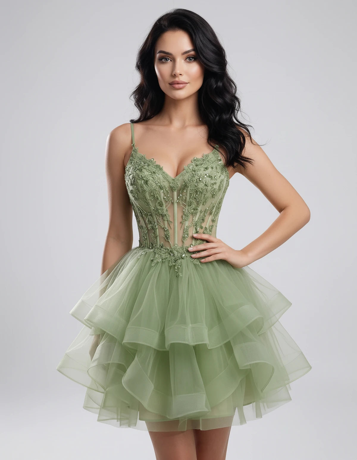Hadriana Mini Dress — Dusty Sage | SKU: SD-94752-dustysage-2,SD-94752-dustysage-4,SD-94752-dustysage-6,SD-94752-dustysage-8,SD-94752-dustysage-10,SD-94752-dustysage-12,SD-94752-dustysage-14,SD-94752-dustysage-16,SD-94752-dustysage-16W,SD-94752-dustysage-18W,SD-94752-dustysage-20W,SD-94752-dustysage-22W