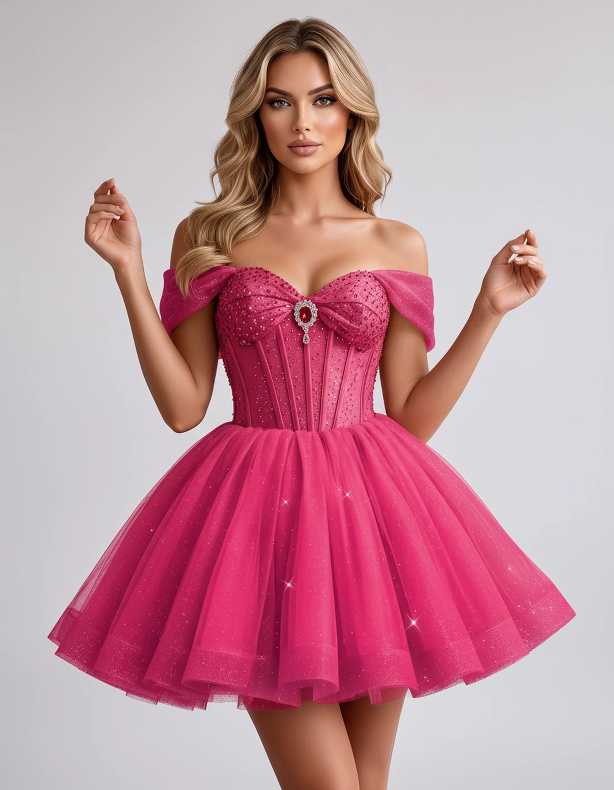 Hazelwood Mini Dress — Bright Pink | SKU: SD-12546-brightpink-2,SD-12546-brightpink-4,SD-12546-brightpink-6,SD-12546-brightpink-8,SD-12546-brightpink-10,SD-12546-brightpink-12,SD-12546-brightpink-14,SD-12546-brightpink-16,SD-12546-brightpink-16W,SD-12546-brightpink-18W,SD-12546-brightpink-20W,SD-12546-brightpink-22W