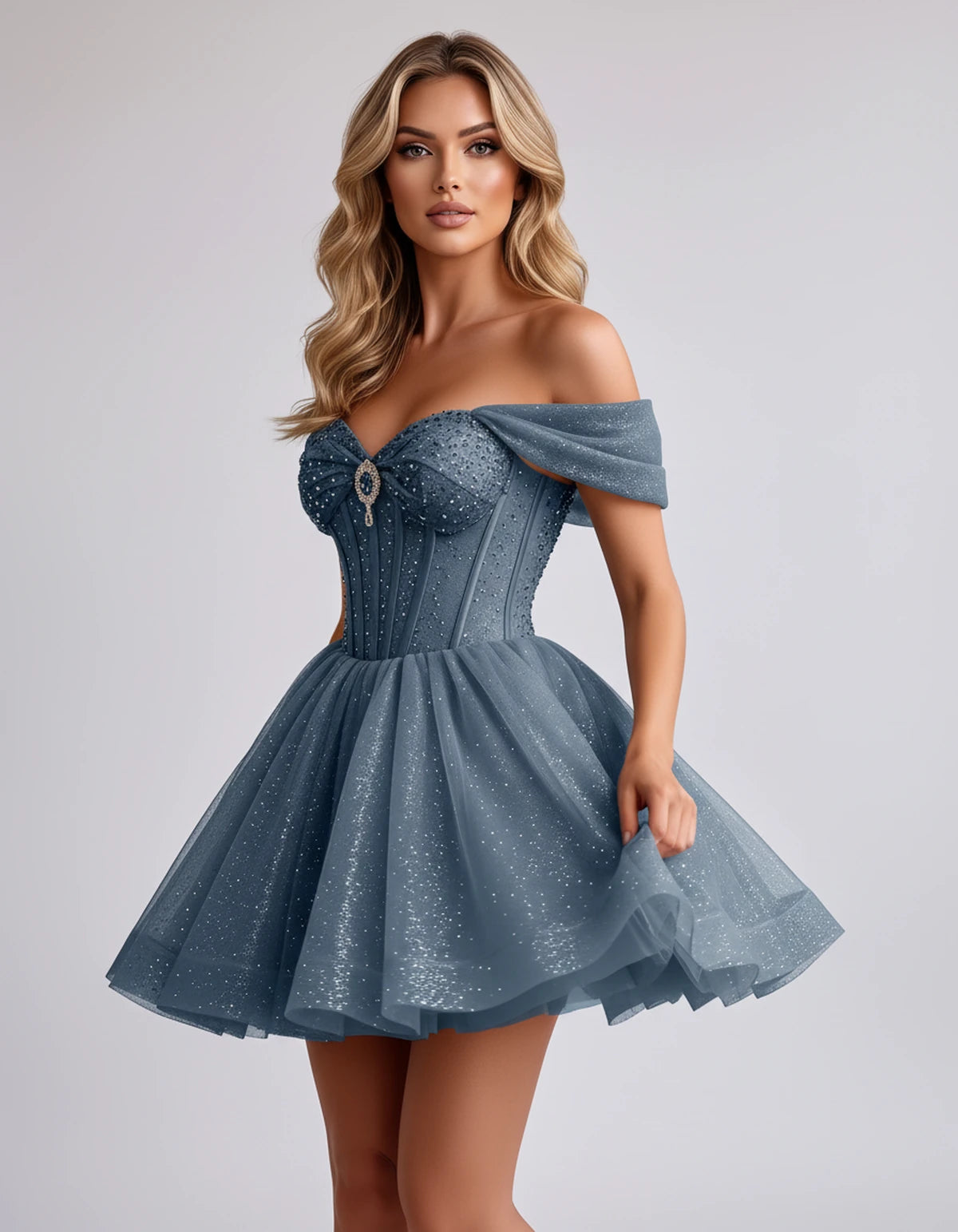 Hazelwood Mini Dress — Dusty Blue | SKU: SD-12546-dustyblue-2,SD-12546-dustyblue-4,SD-12546-dustyblue-6,SD-12546-dustyblue-8,SD-12546-dustyblue-10,SD-12546-dustyblue-12,SD-12546-dustyblue-14,SD-12546-dustyblue-16,SD-12546-dustyblue-16W,SD-12546-dustyblue-18W,SD-12546-dustyblue-20W,SD-12546-dustyblue-22W