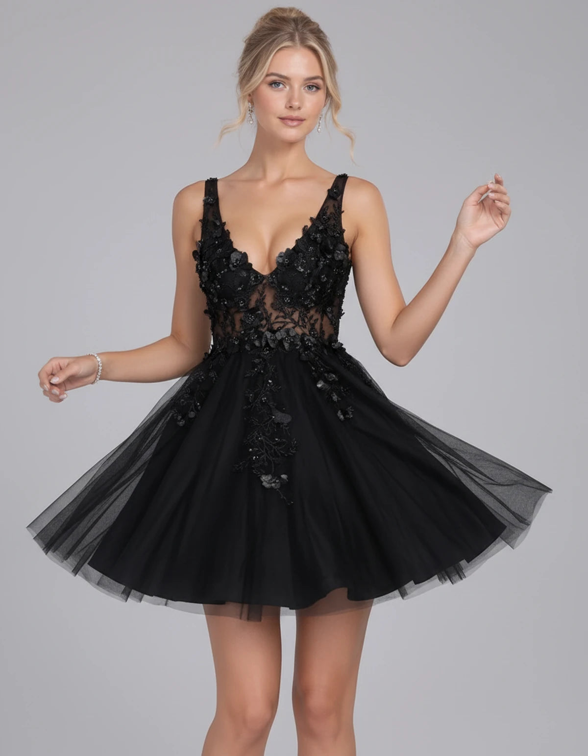 Helvia Mini Dress — Black | SKU: SD-09795-black-2,SD-09795-black-4,SD-09795-black-6,SD-09795-black-8,SD-09795-black-10,SD-09795-black-12,SD-09795-black-14,SD-09795-black-14W,SD-09795-black-16,SD-09795-black-16W,SD-09795-black-18W,SD-09795-black-20W