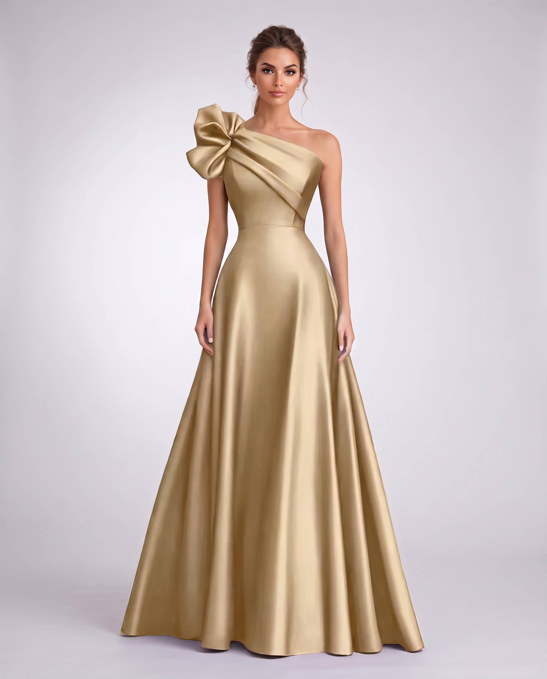 Satin One-Shoulder Sleeveless A-Line Maxi Dress for Party, Cocktail, Evening, Wedding Guest, Formal Events & Summer Occasions