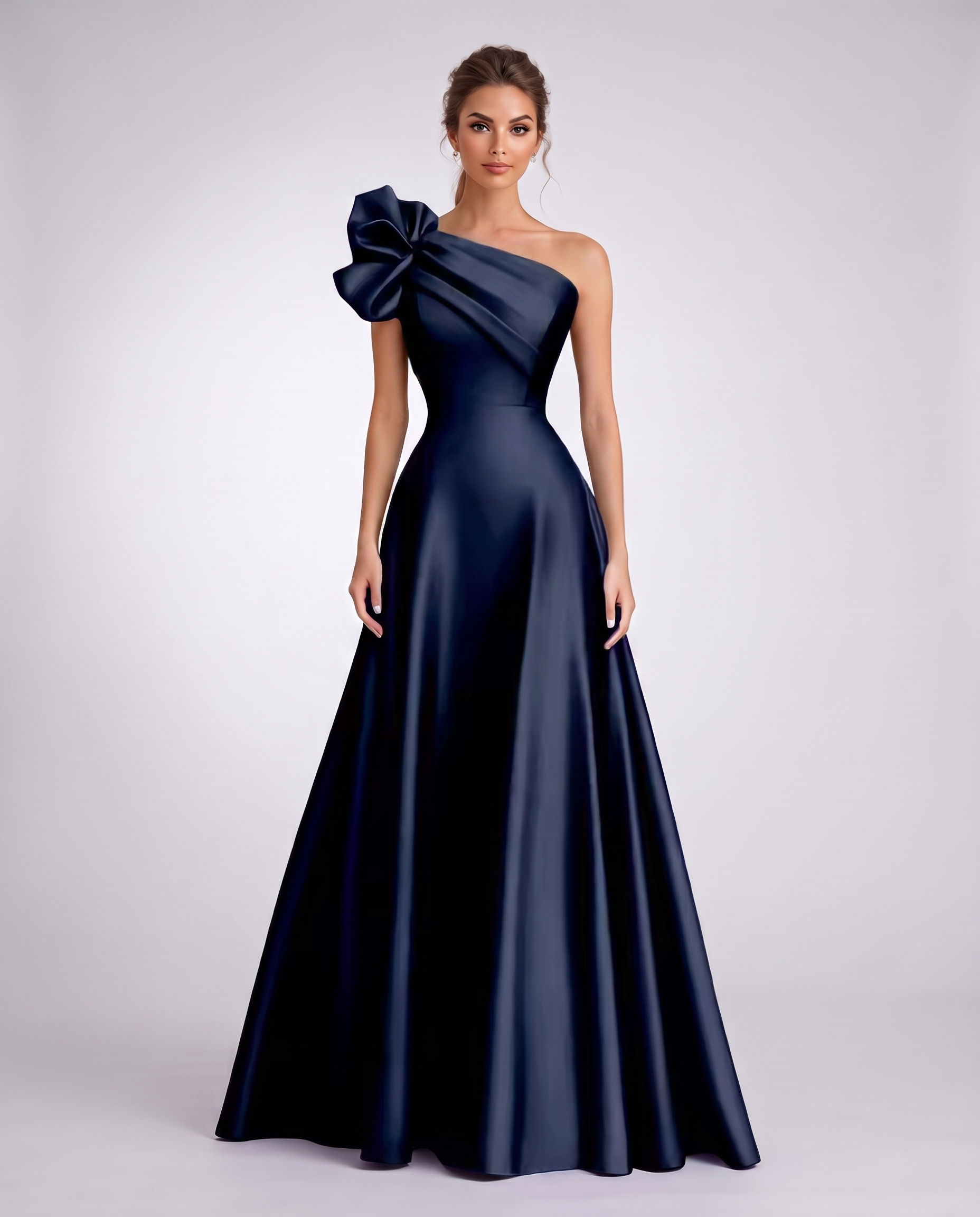 Satin One-Shoulder Sleeveless A-Line Maxi Dress for Party, Cocktail, Evening, Wedding Guest, Formal Events & Summer Occasions