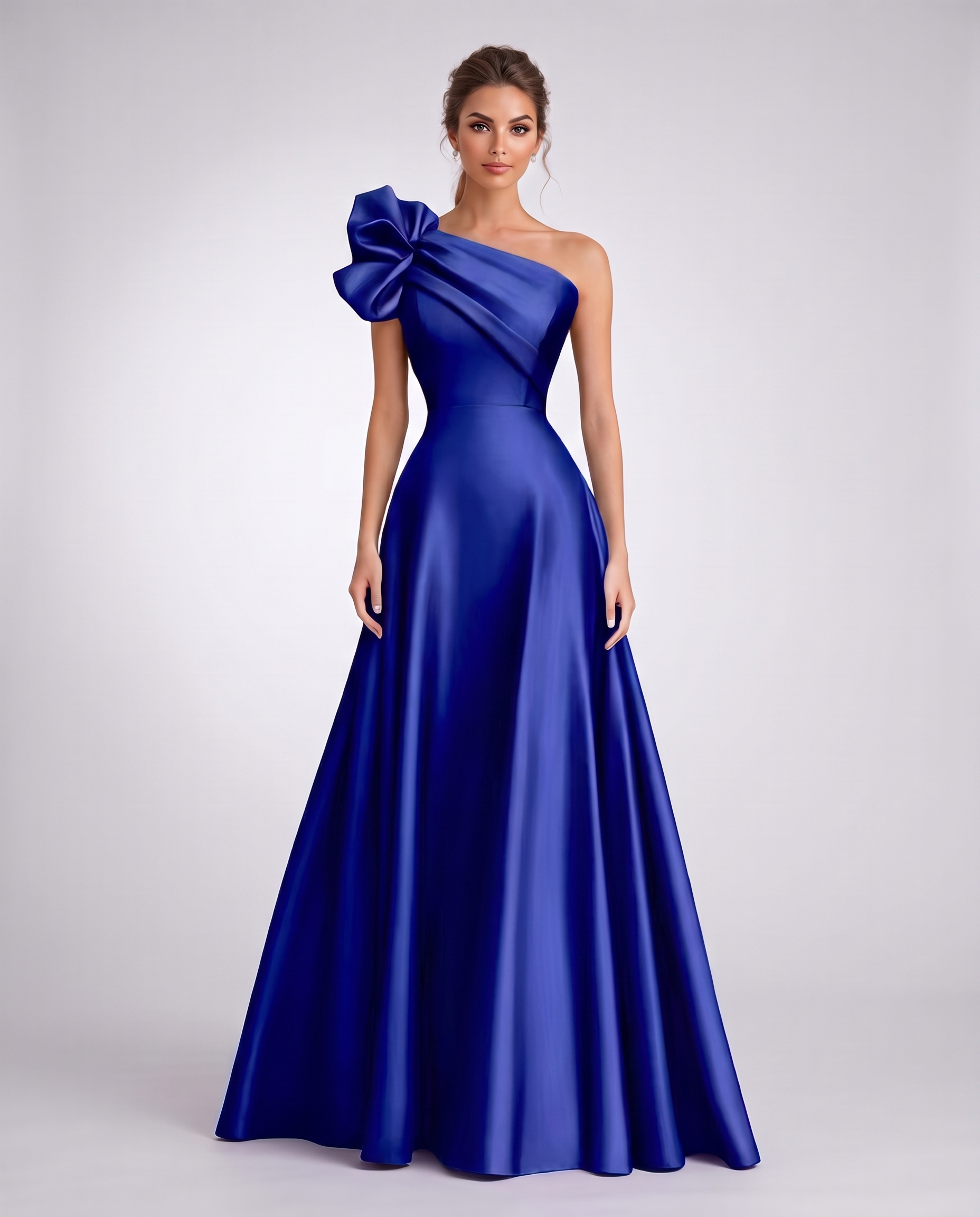 Satin One-Shoulder Sleeveless A-Line Maxi Dress for Party, Cocktail, Evening, Wedding Guest, Formal Events & Summer Occasions