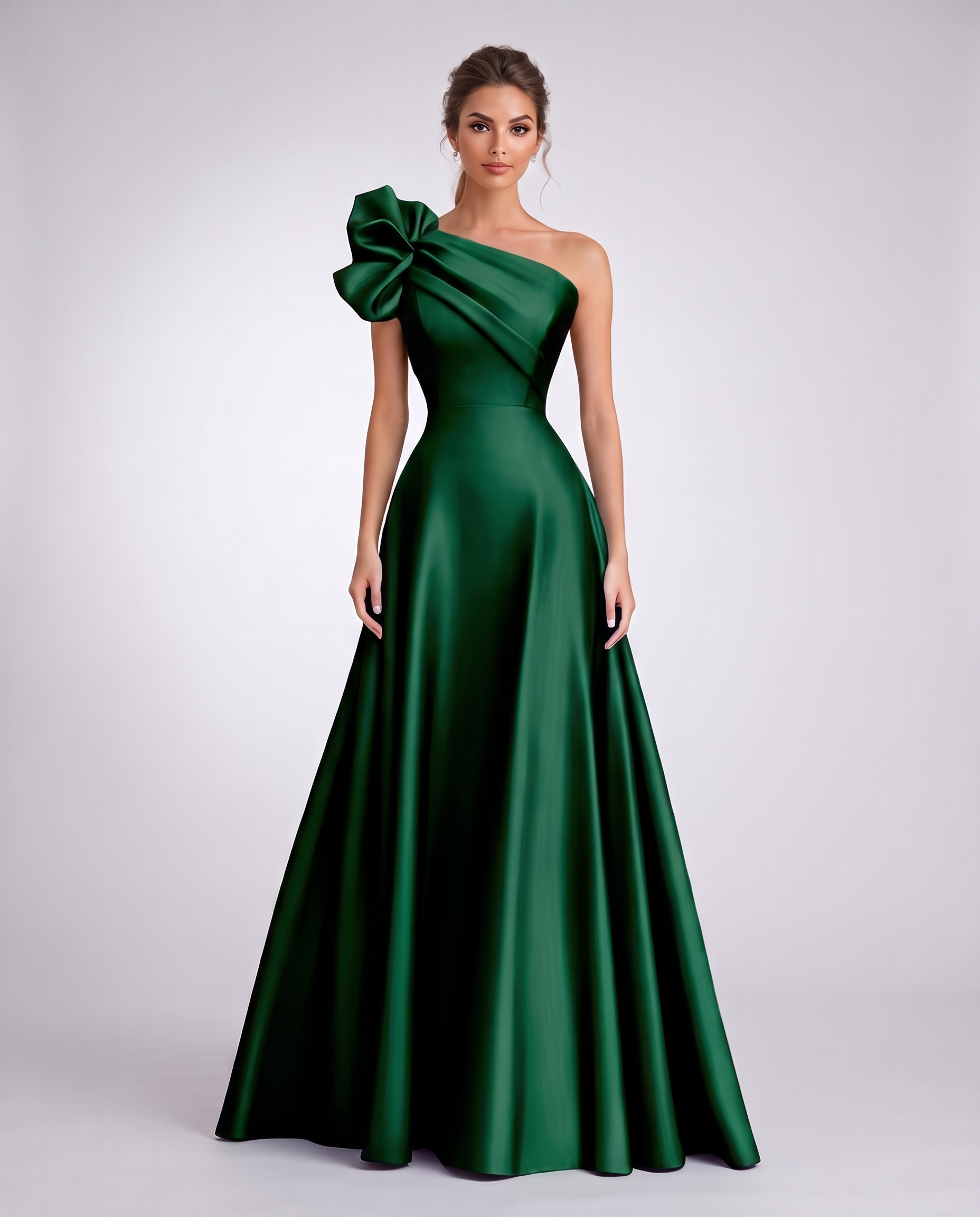 Satin One-Shoulder Sleeveless A-Line Maxi Dress for Party, Cocktail, Evening, Wedding Guest, Formal Events & Summer Occasions