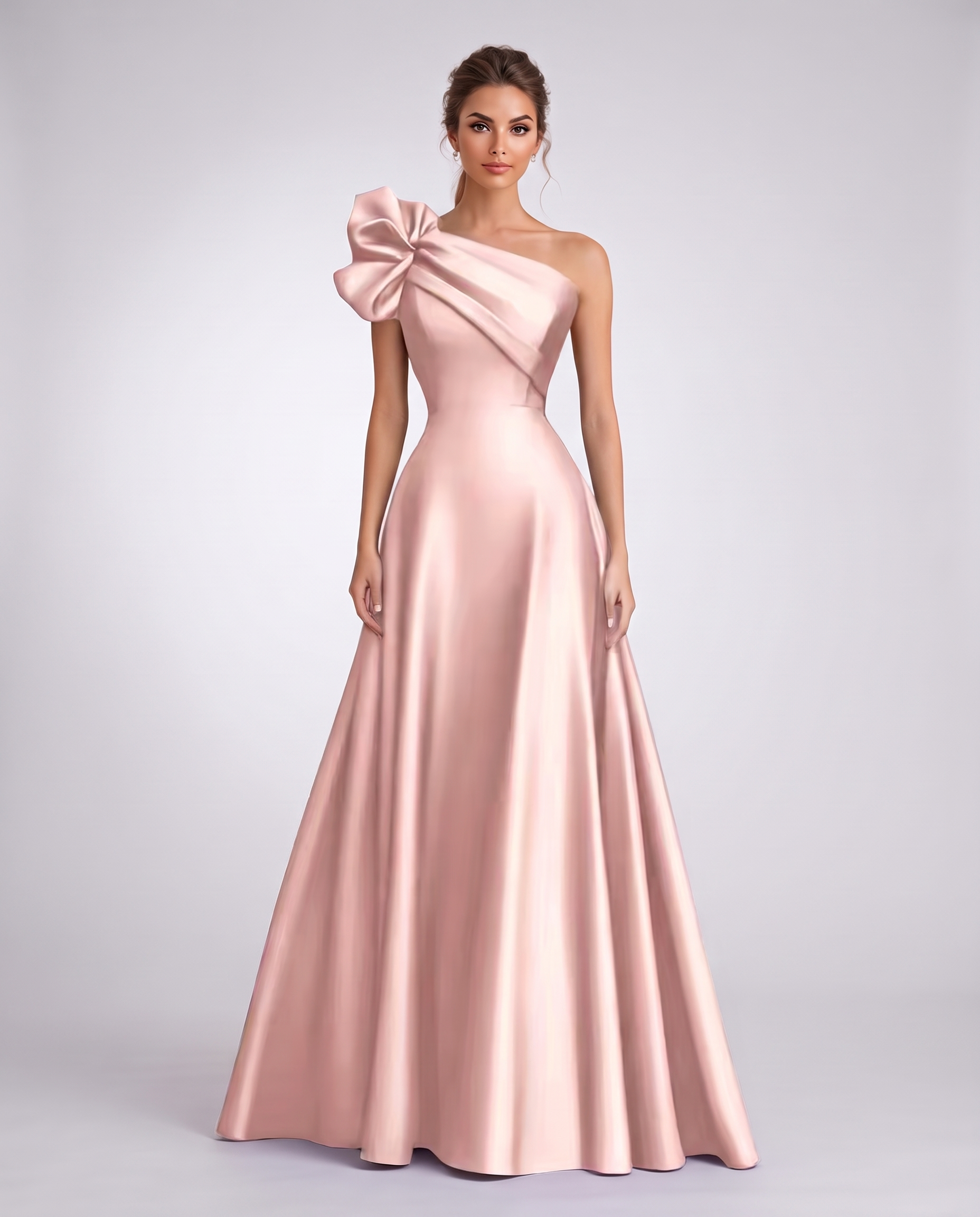 Satin One-Shoulder Sleeveless A-Line Maxi Dress for Party, Cocktail, Evening, Wedding Guest, Formal Events & Summer Occasions