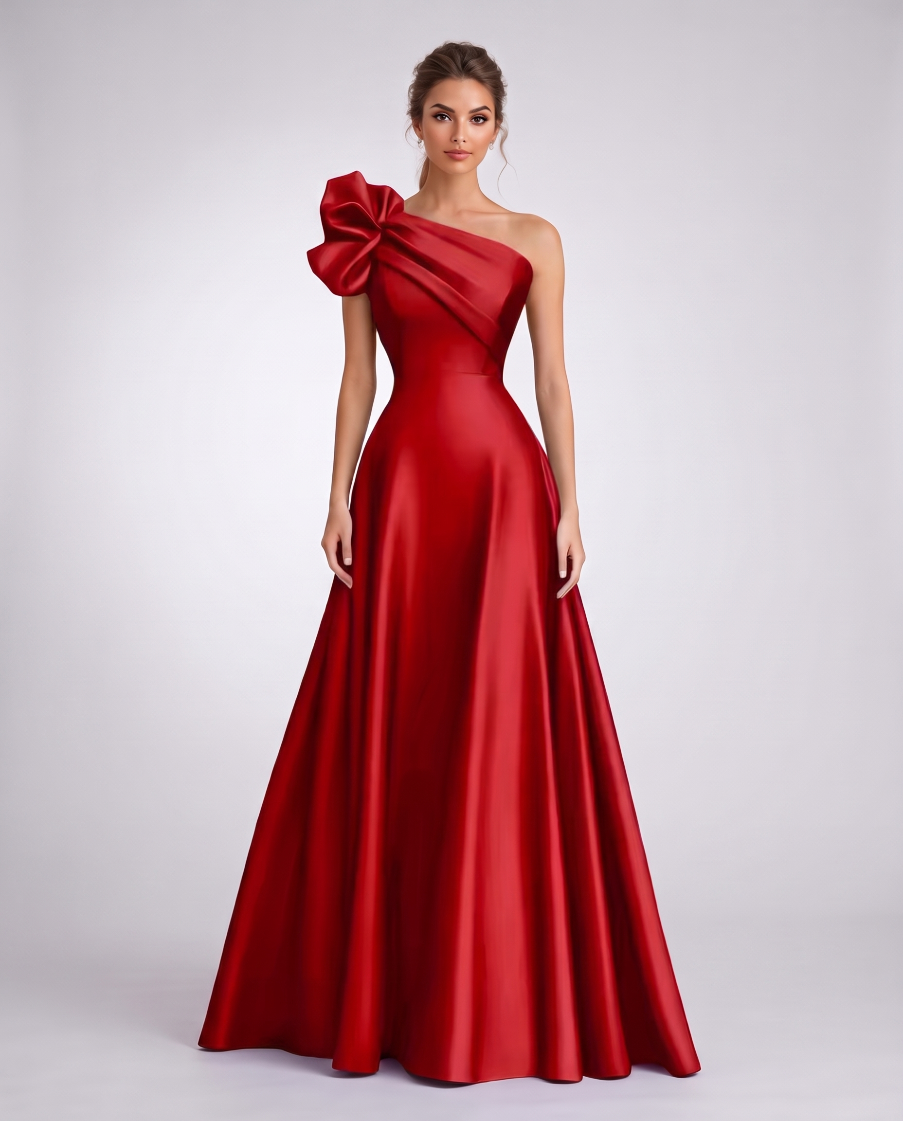 Satin One-Shoulder Sleeveless A-Line Maxi Dress for Party, Cocktail, Evening, Wedding Guest, Formal Events & Summer Occasions