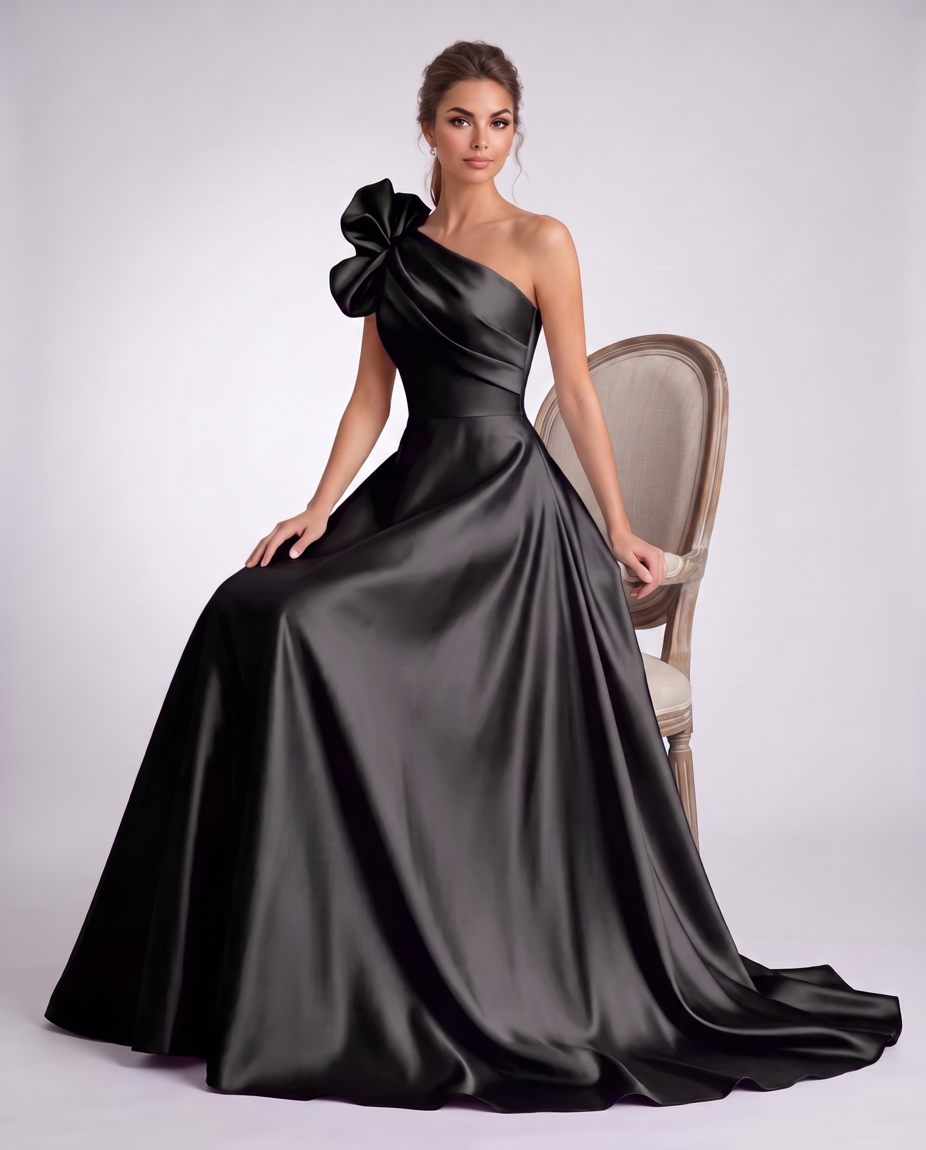 Satin One-Shoulder Sleeveless A-Line Maxi Dress for Party, Cocktail, Evening, Wedding Guest, Formal Events & Summer Occasions