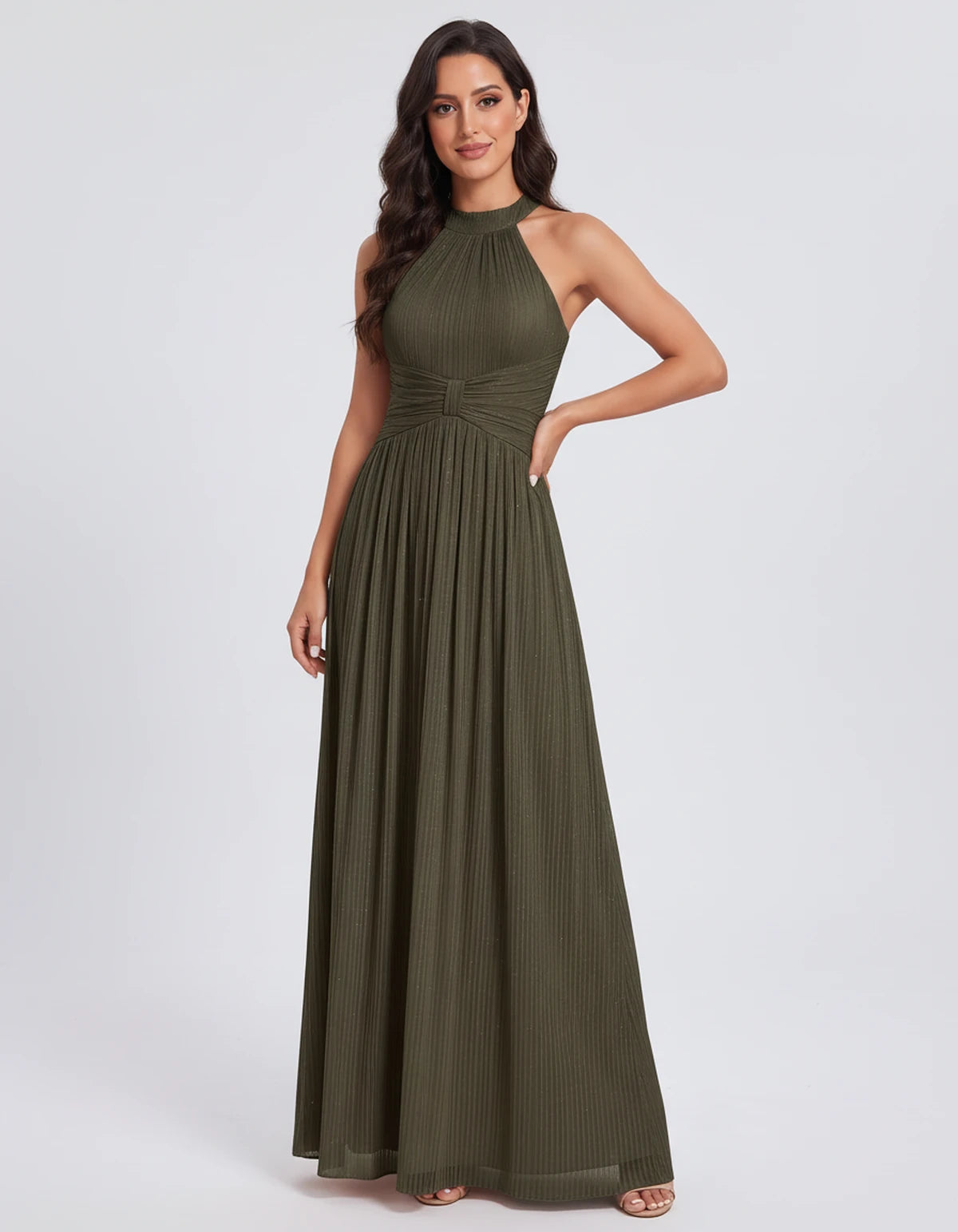 Honorine Maxi Dress — Olive | SKU: SD-91304-olive-2,SD-91304-olive-4,SD-91304-olive-6,SD-91304-olive-8,SD-91304-olive-10,SD-91304-olive-12,SD-91304-olive-14,SD-91304-olive-16,SD-91304-olive-16W,SD-91304-olive-18W,SD-91304-olive-20W,SD-91304-olive-22W
